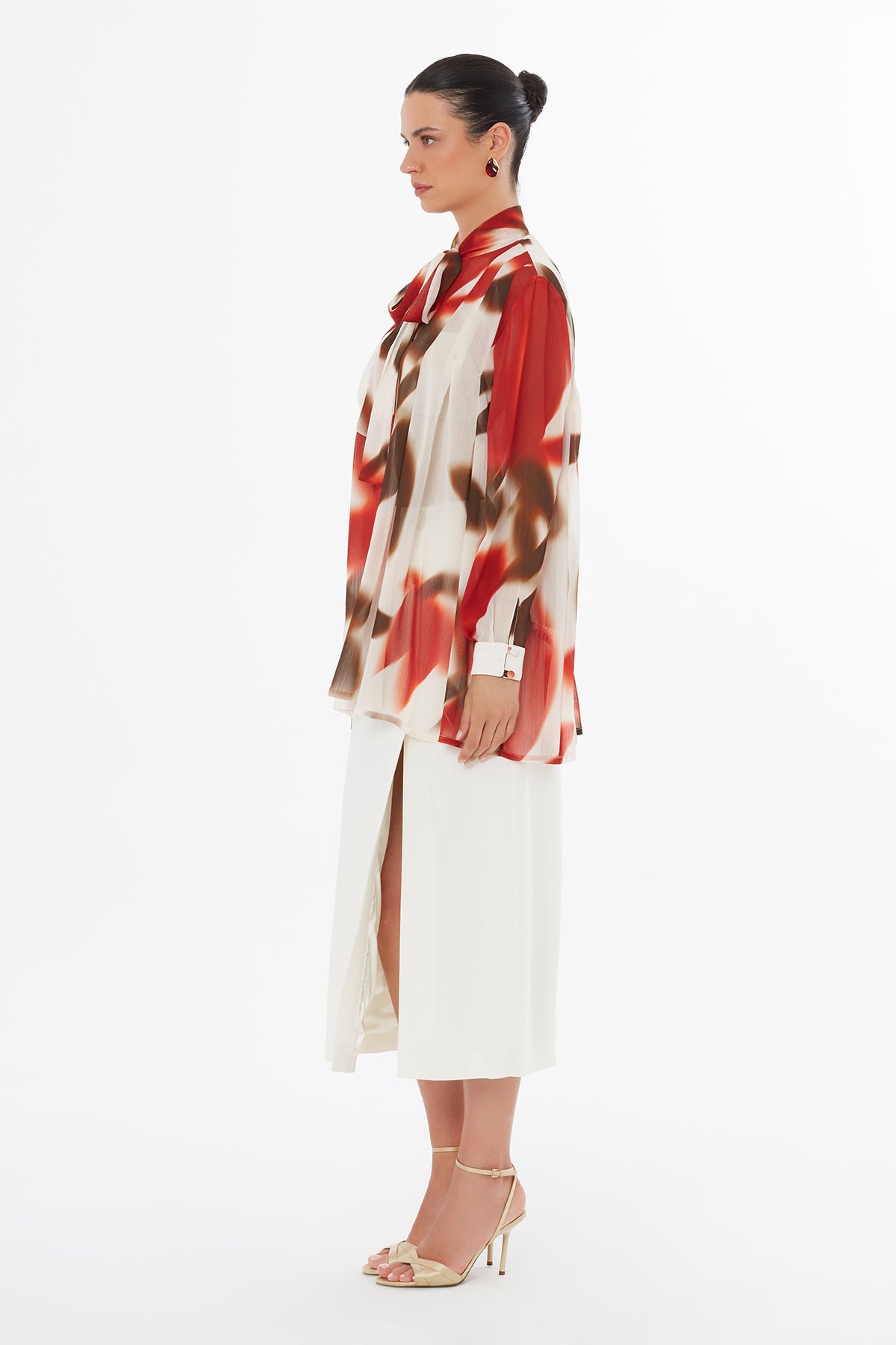 Tie Detail Balloon Sleeve Blouse
