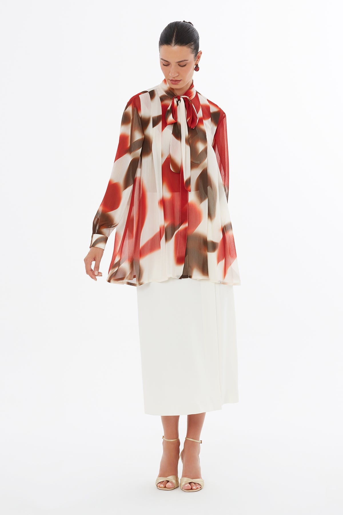 Tie Detail Balloon Sleeve Blouse