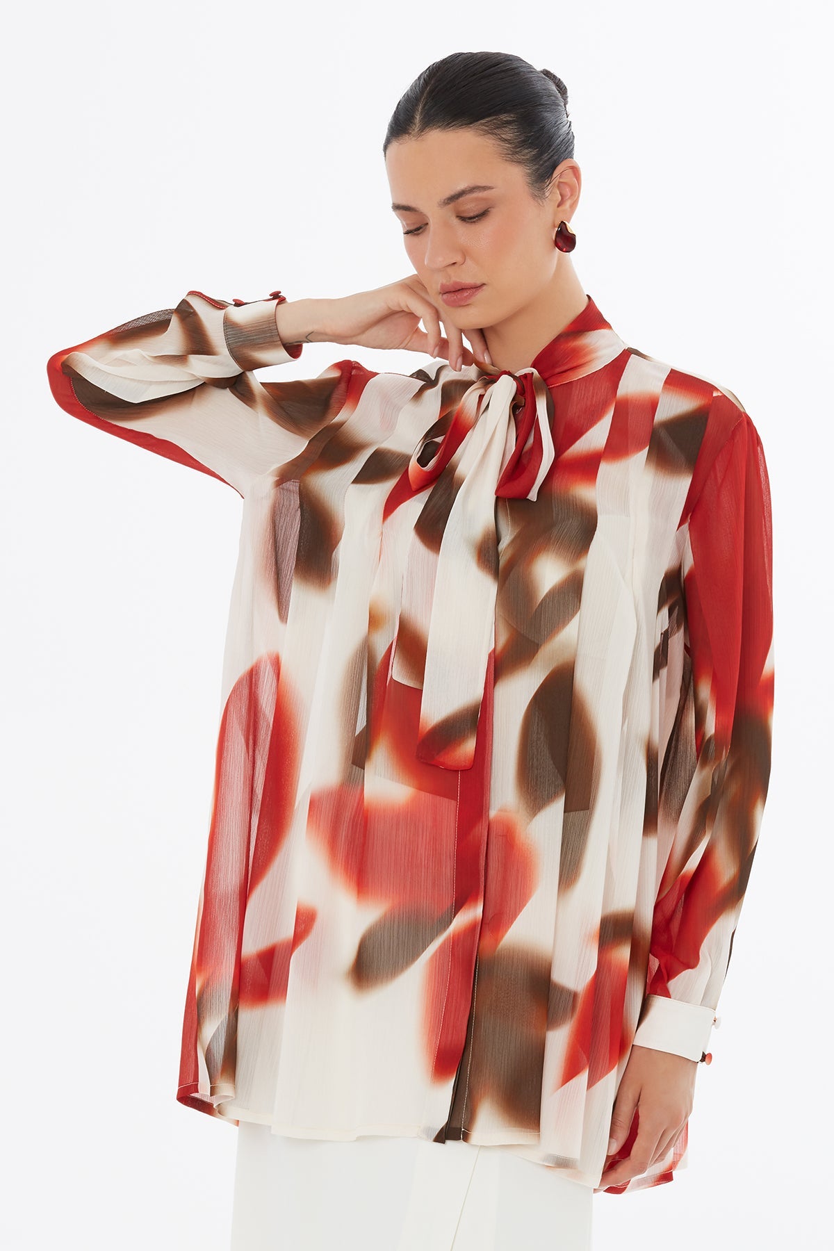 Tie Detail Balloon Sleeve Blouse