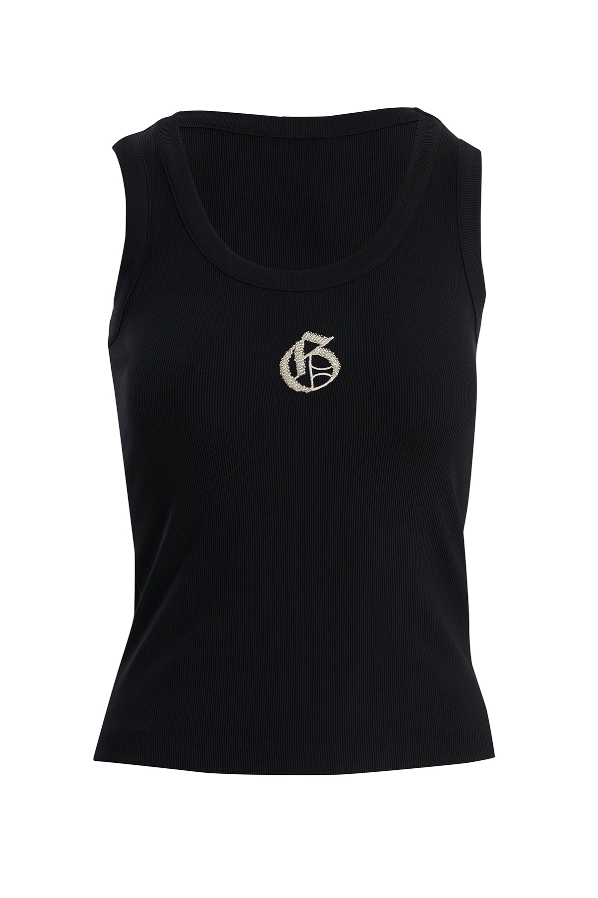 Black Embroidered Detail Tank Top