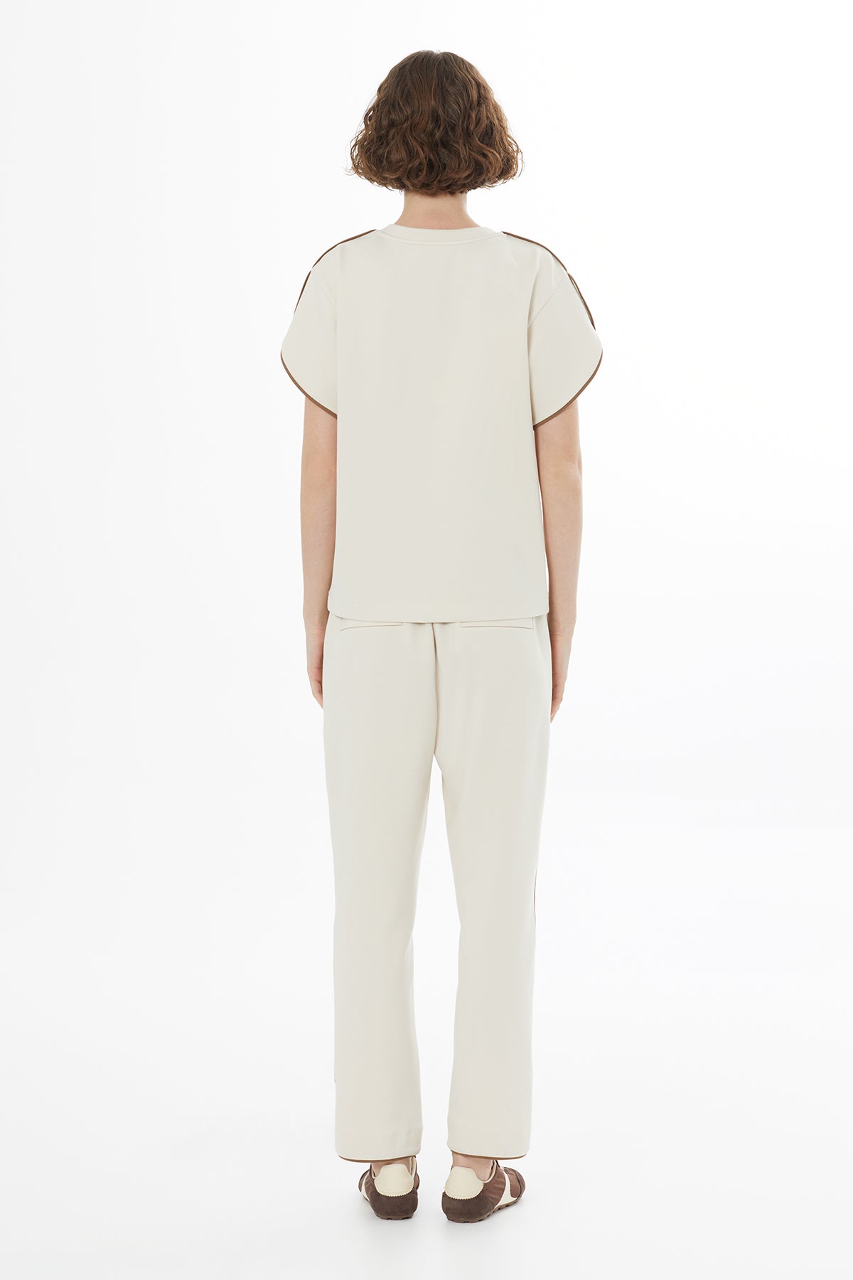 Beige Embroidered Detail T-Shirt