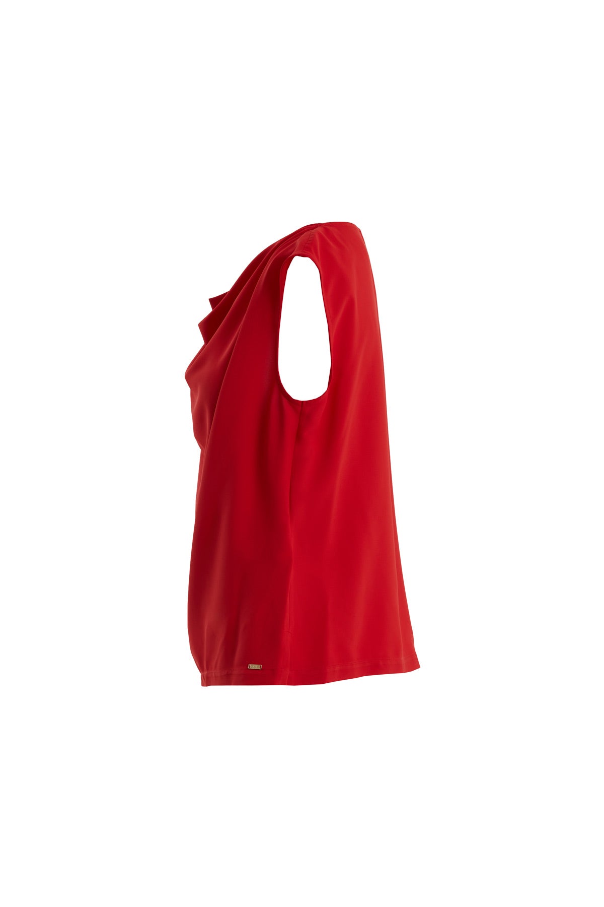 Red Draped Neck Blouse
