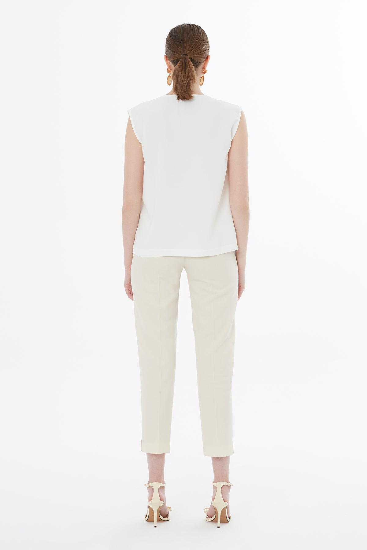 Ecru Draped Neck Blouse