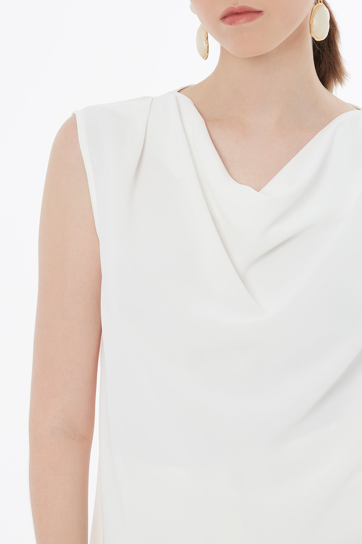 Ecru Draped Neck Blouse