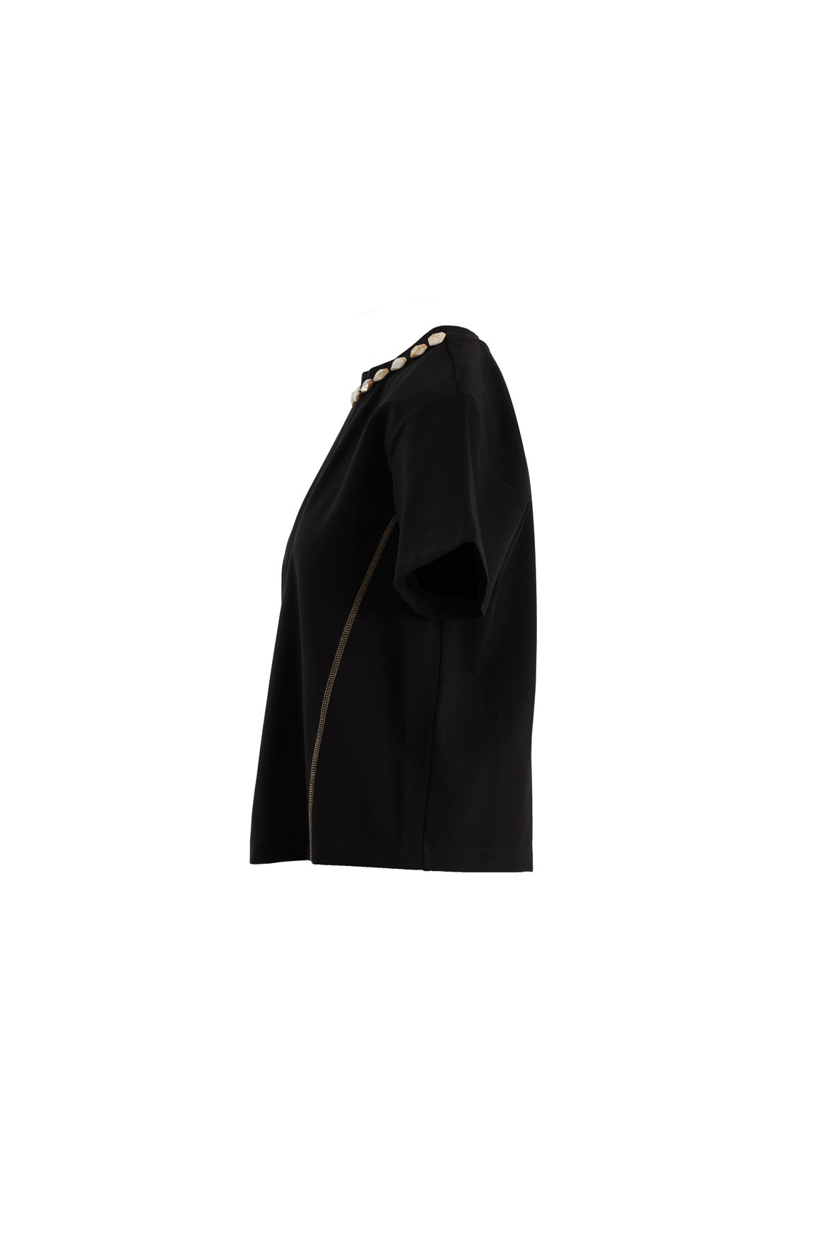 Black Topstitched Embroidered T-Shirt