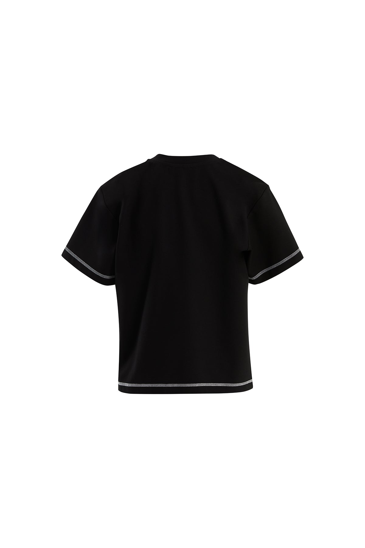 Black Logo Label Detailed Topstitched T-Shirt