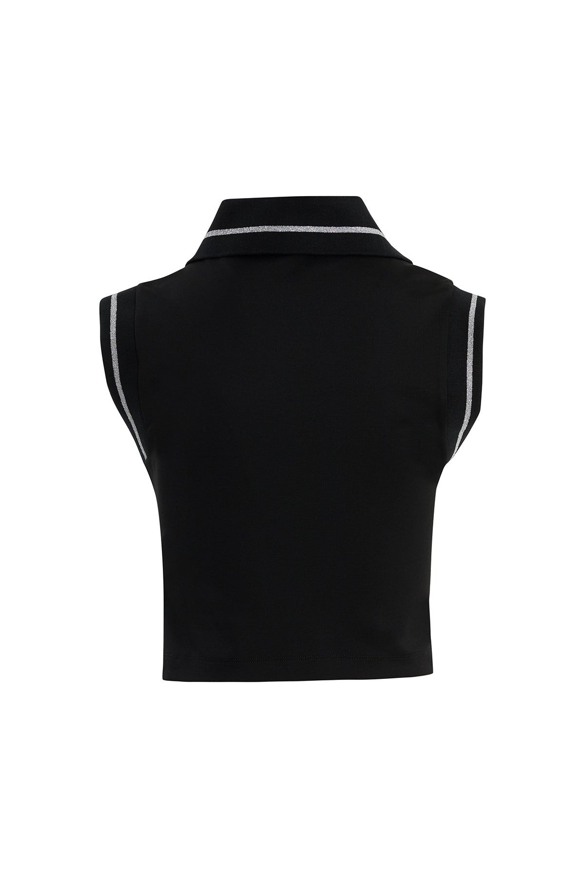 Black Knitted Detail Zip T-Shirt