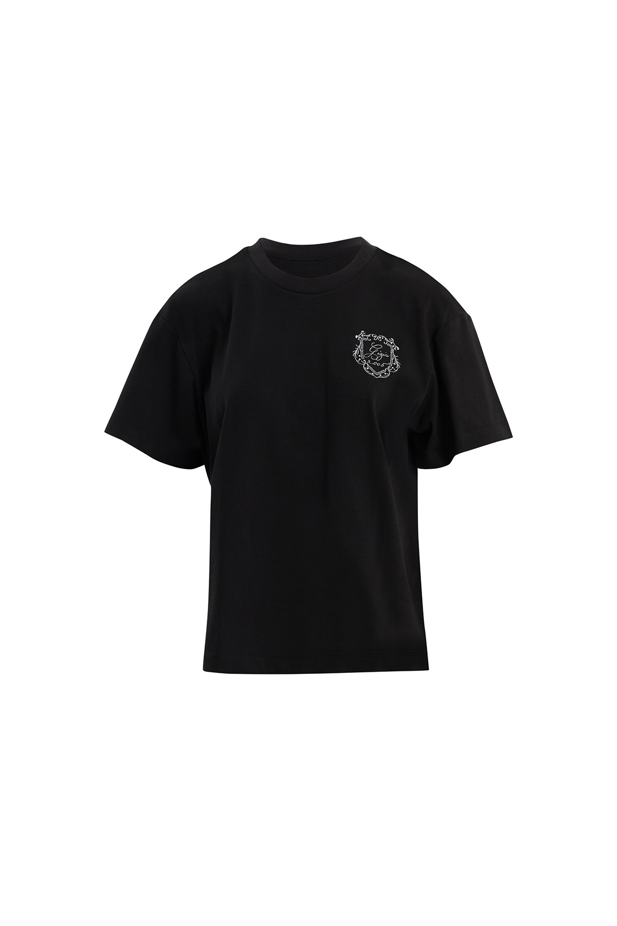 Black Embroidered and Crystal Appliqué T-Shirt