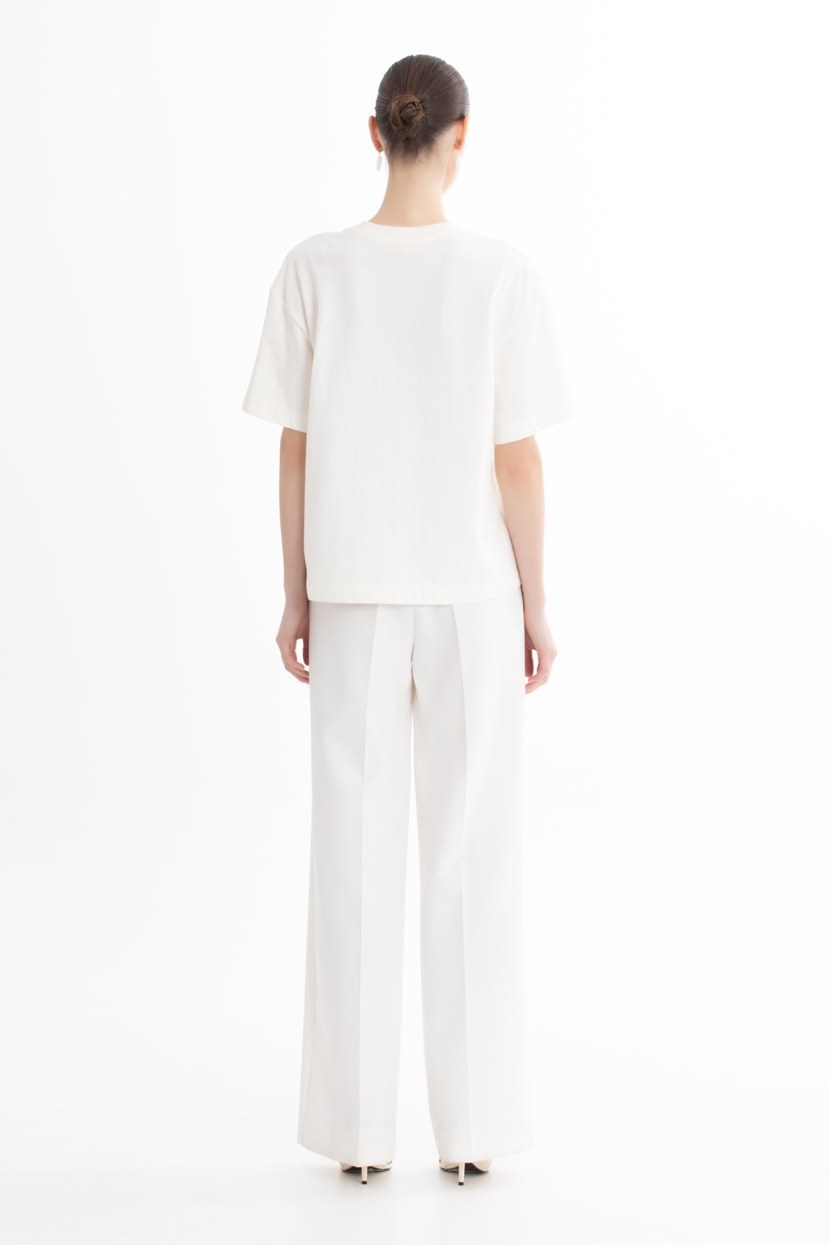 Ecru Embroidered Oversized White T-Shirt