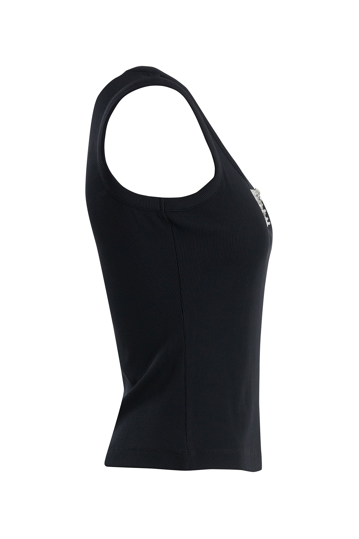 Black Embroidered Detail Tank Top