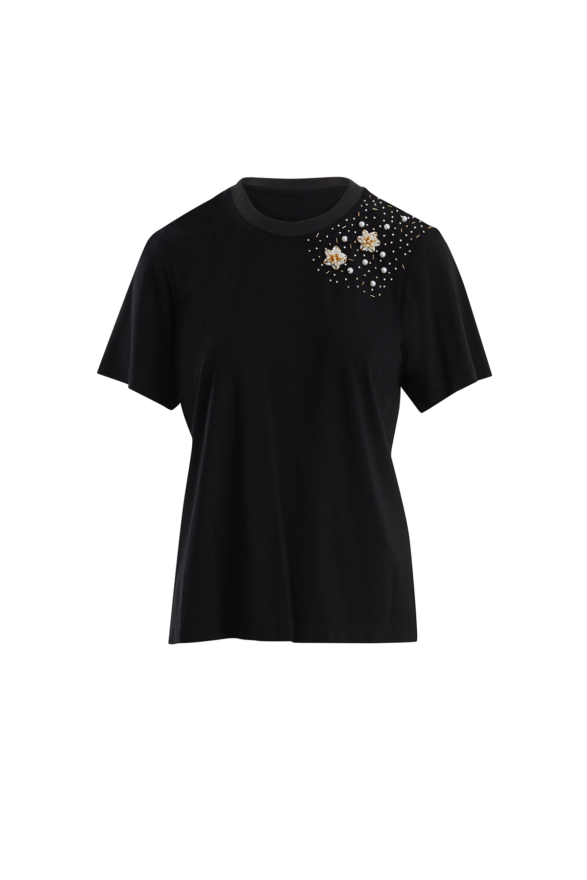 Black Embroidered Detail T-Shirt