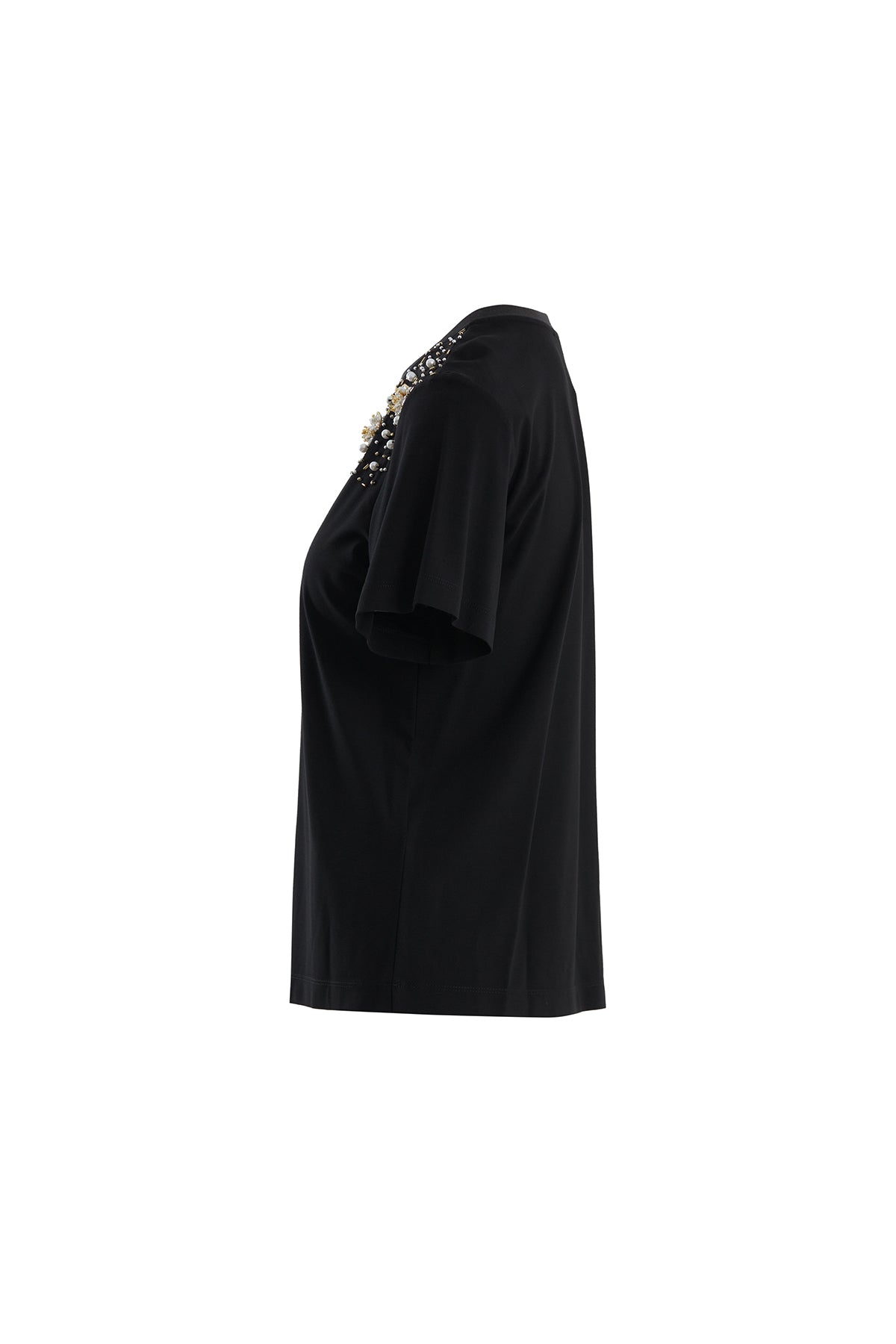 Black Embroidered Detail T-Shirt