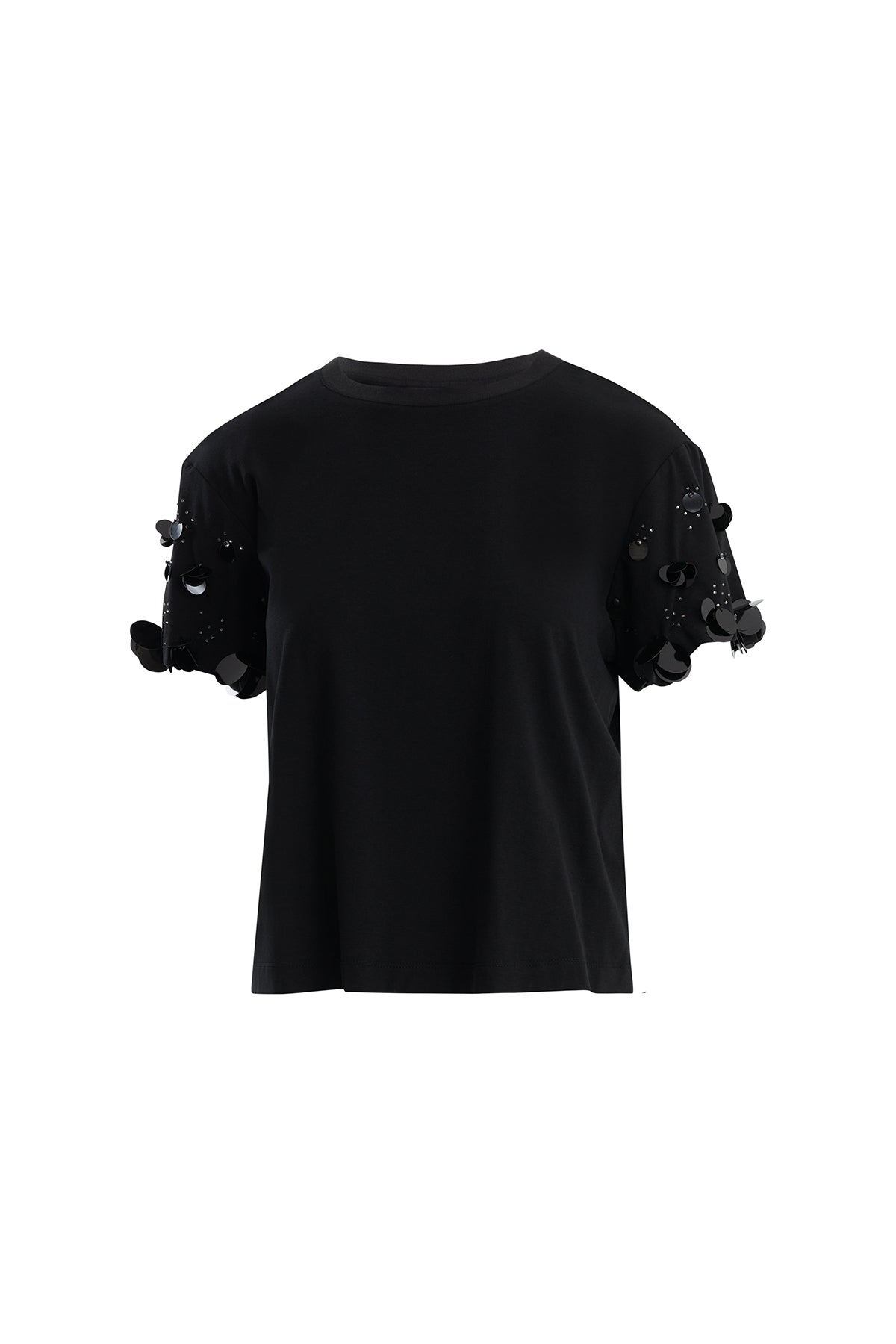 Black Short-Sleeve Embroidered T-Shirt