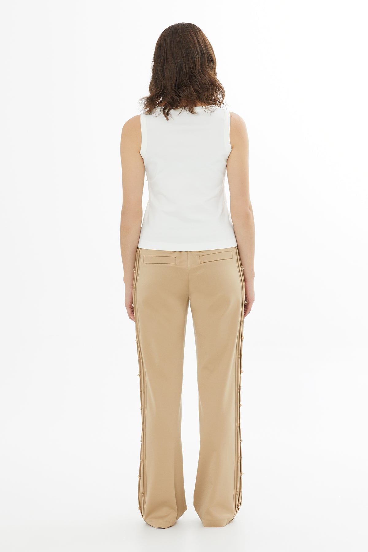 Ecru Embroidered Detail Tank Top