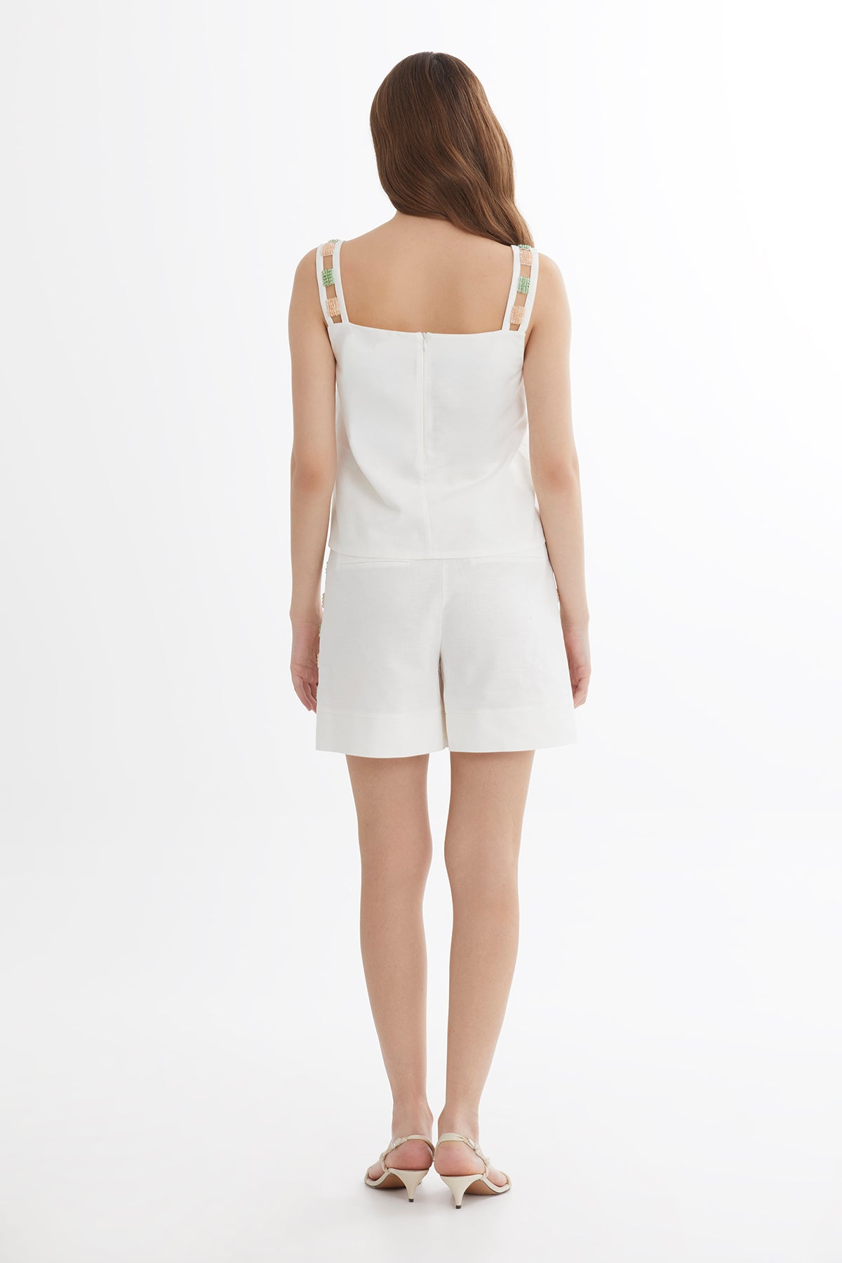 Ecru Embroidered Strap Detail Blouse