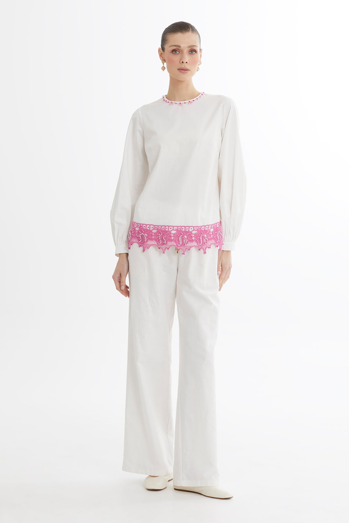 Ecru Guipure Embroidered Blouse