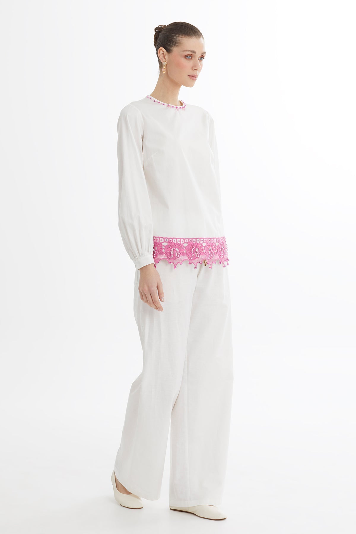 Ecru Guipure Embroidered Blouse
