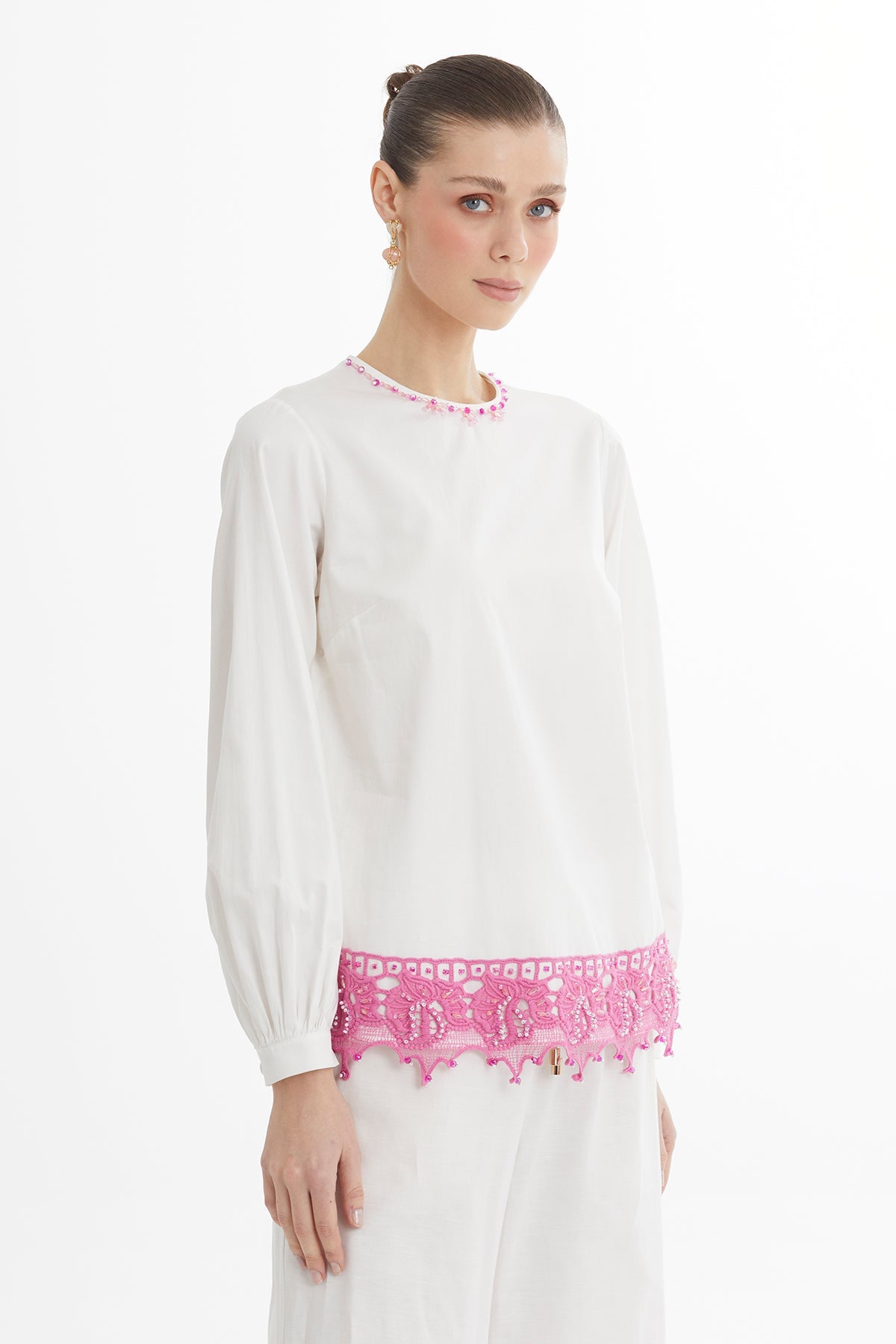 Ecru Guipure Embroidered Blouse