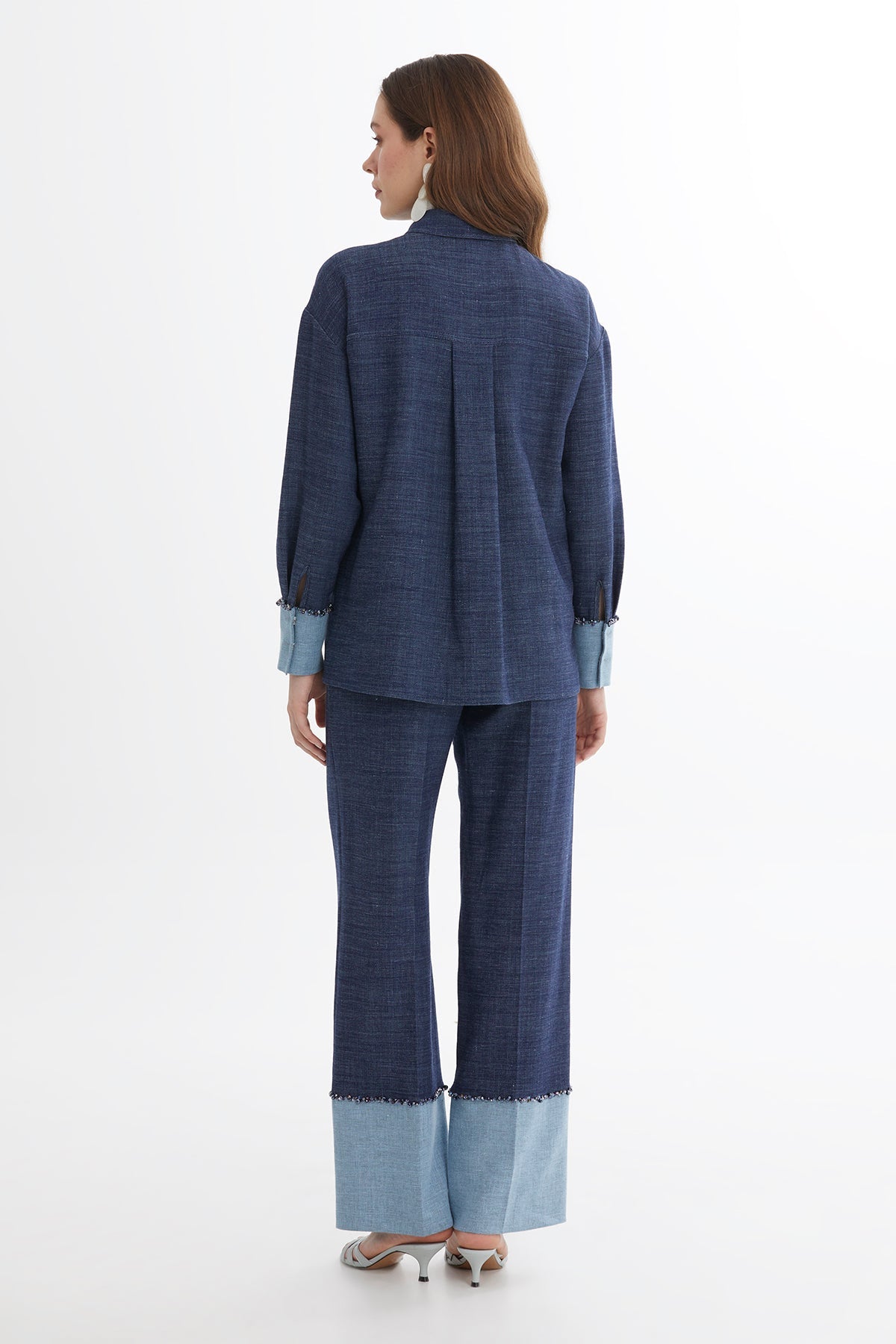 Blue Embroidered Linen Shirt