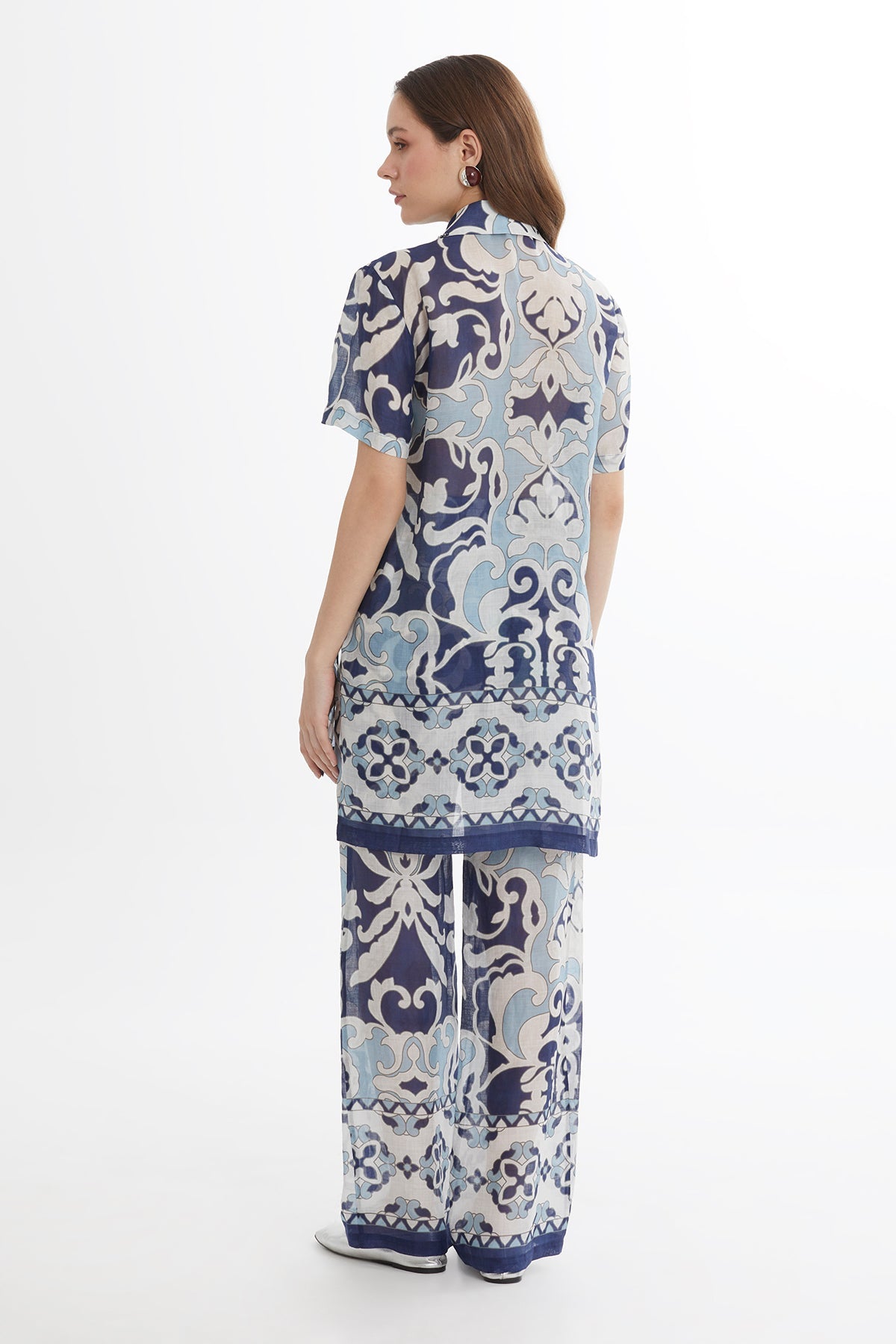Embroidered Long Slit Shirt
