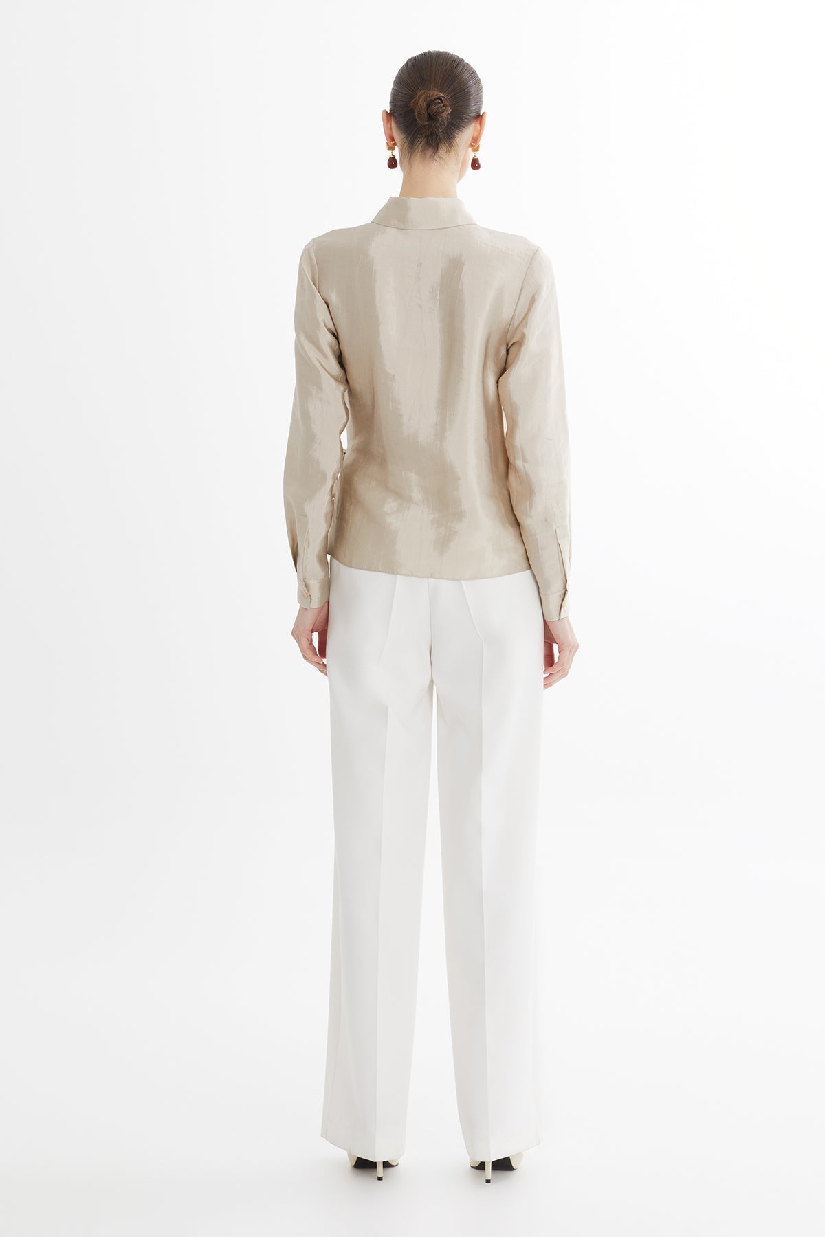 Beige Wrap Tie Shirt