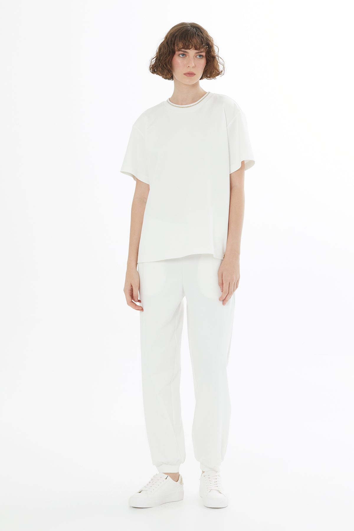 Ecru Tulle Detail T-Shirt