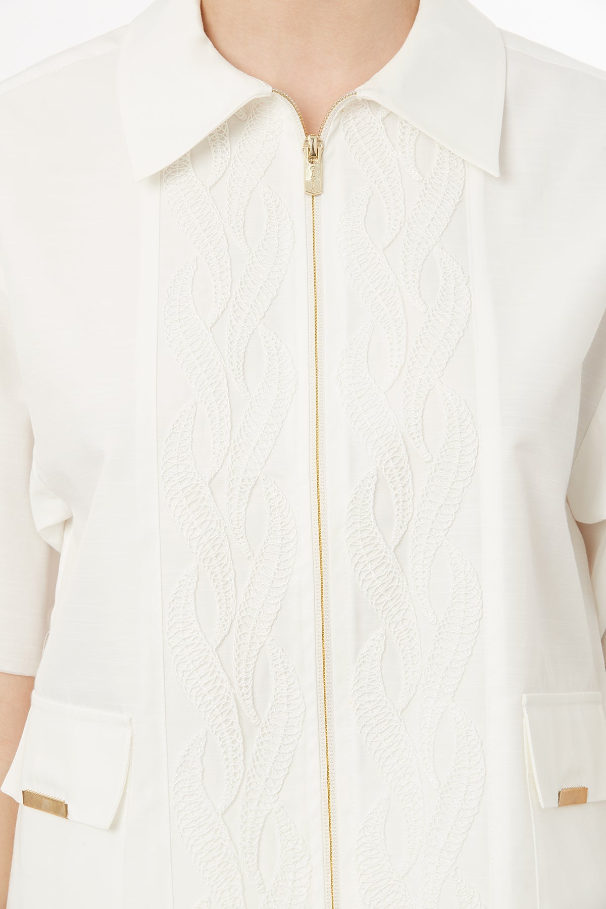 Ecru Pocket Detail Short-Sleeve Shirt