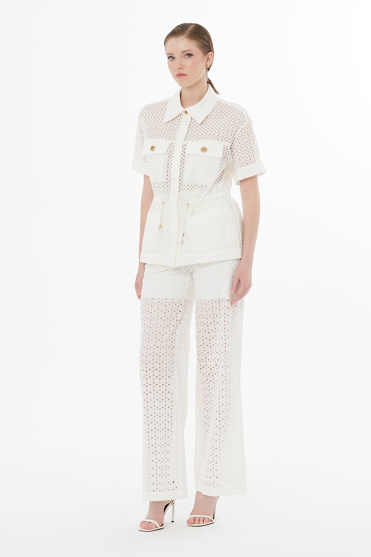 Ecru Elasticated Waist Short-Sleeve Shirt