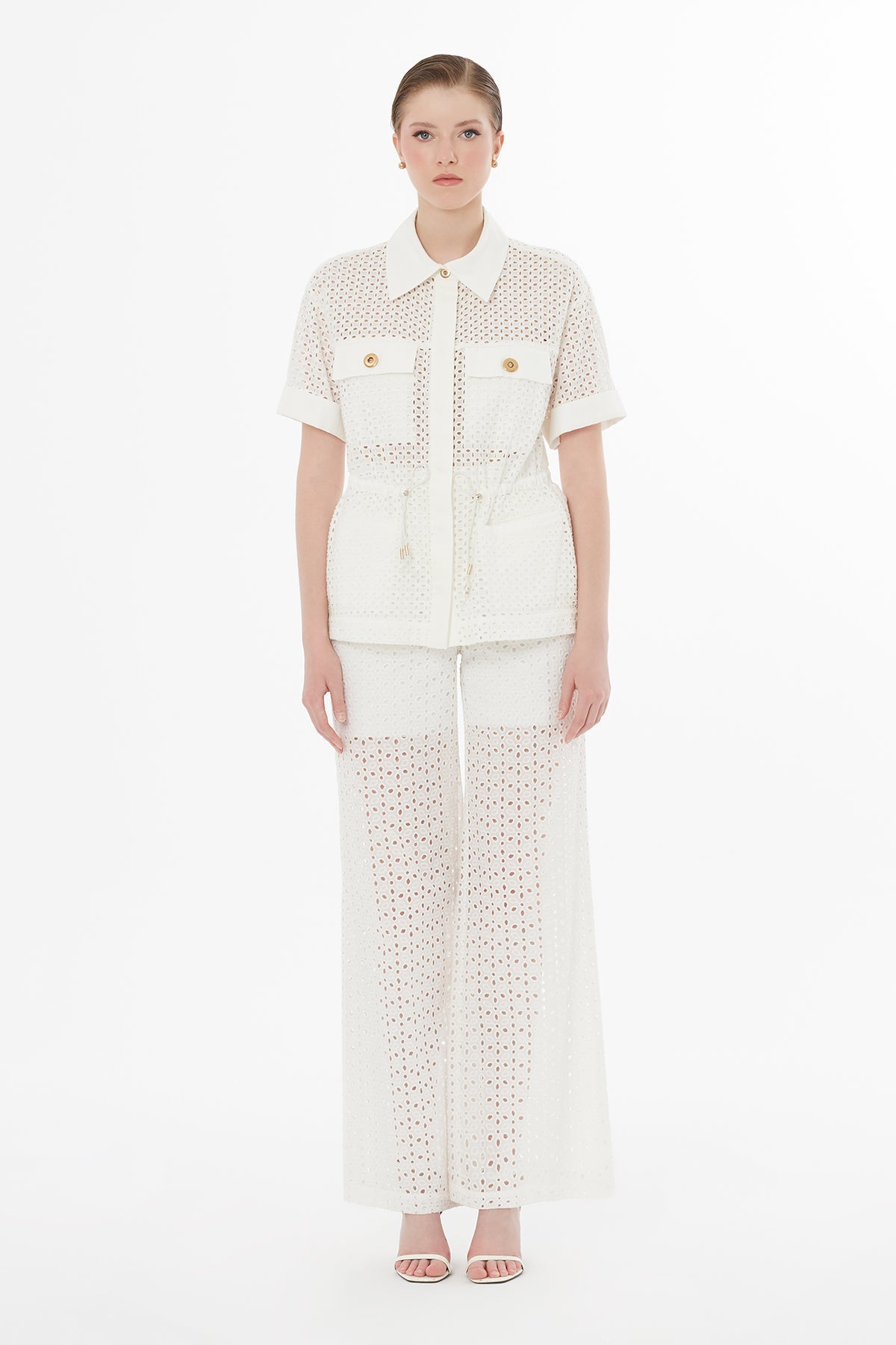 Ecru Elasticated Waist Short-Sleeve Shirt