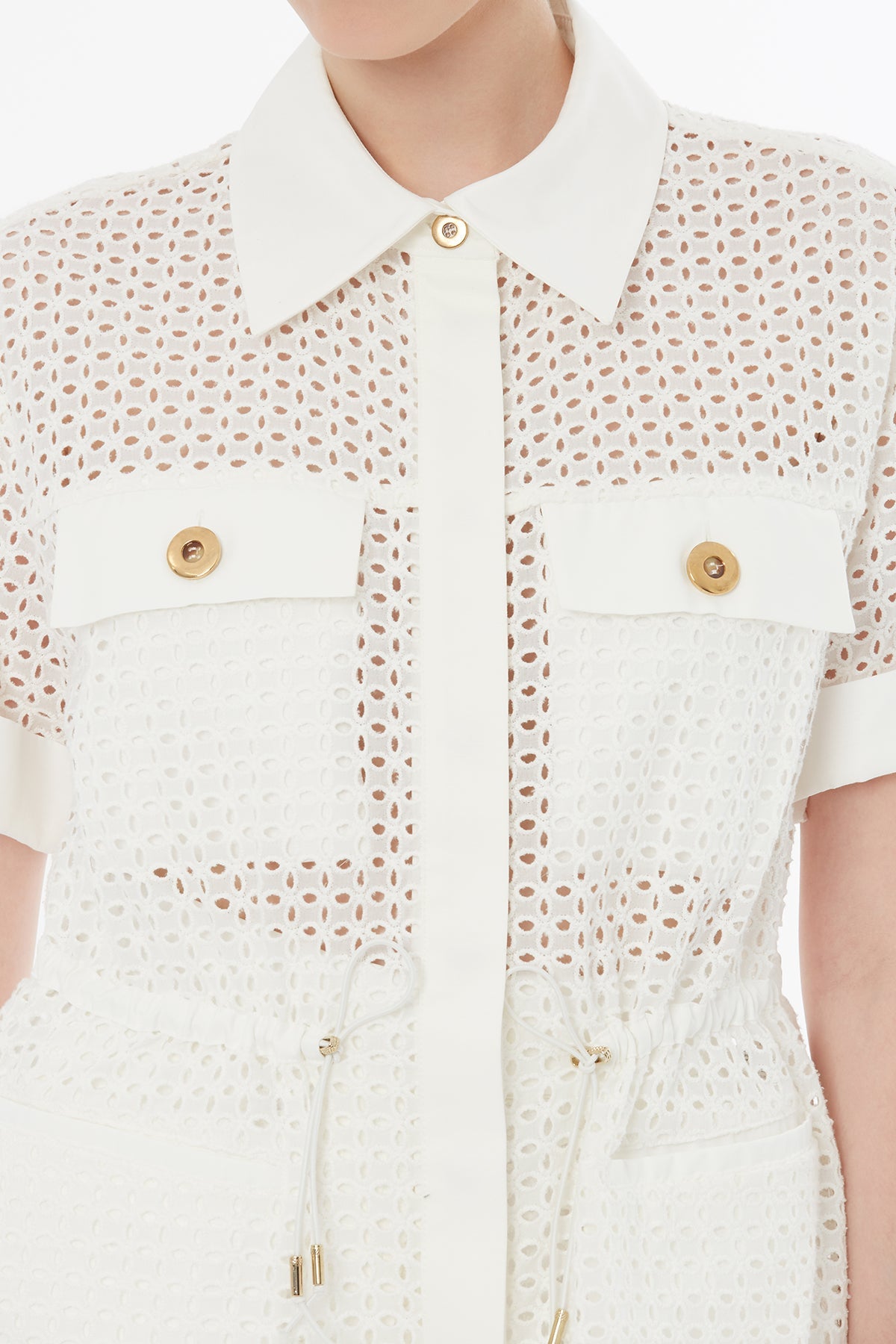 Ecru Elasticated Waist Short-Sleeve Shirt