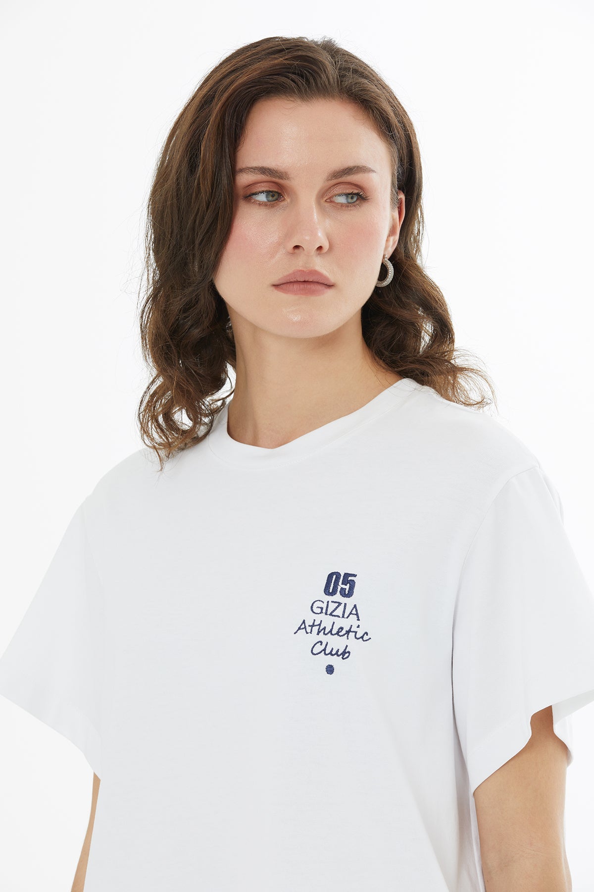 White Crystal Print Oversized T-Shirt