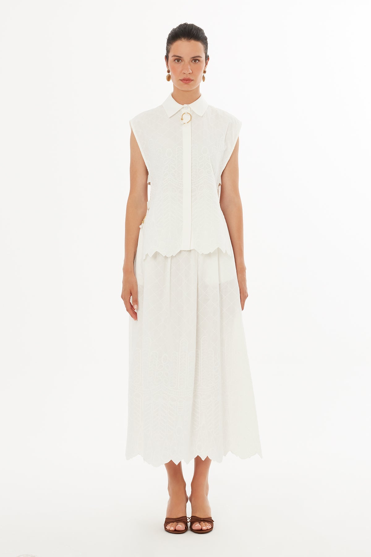 Ecru Buckle Detail Blouse