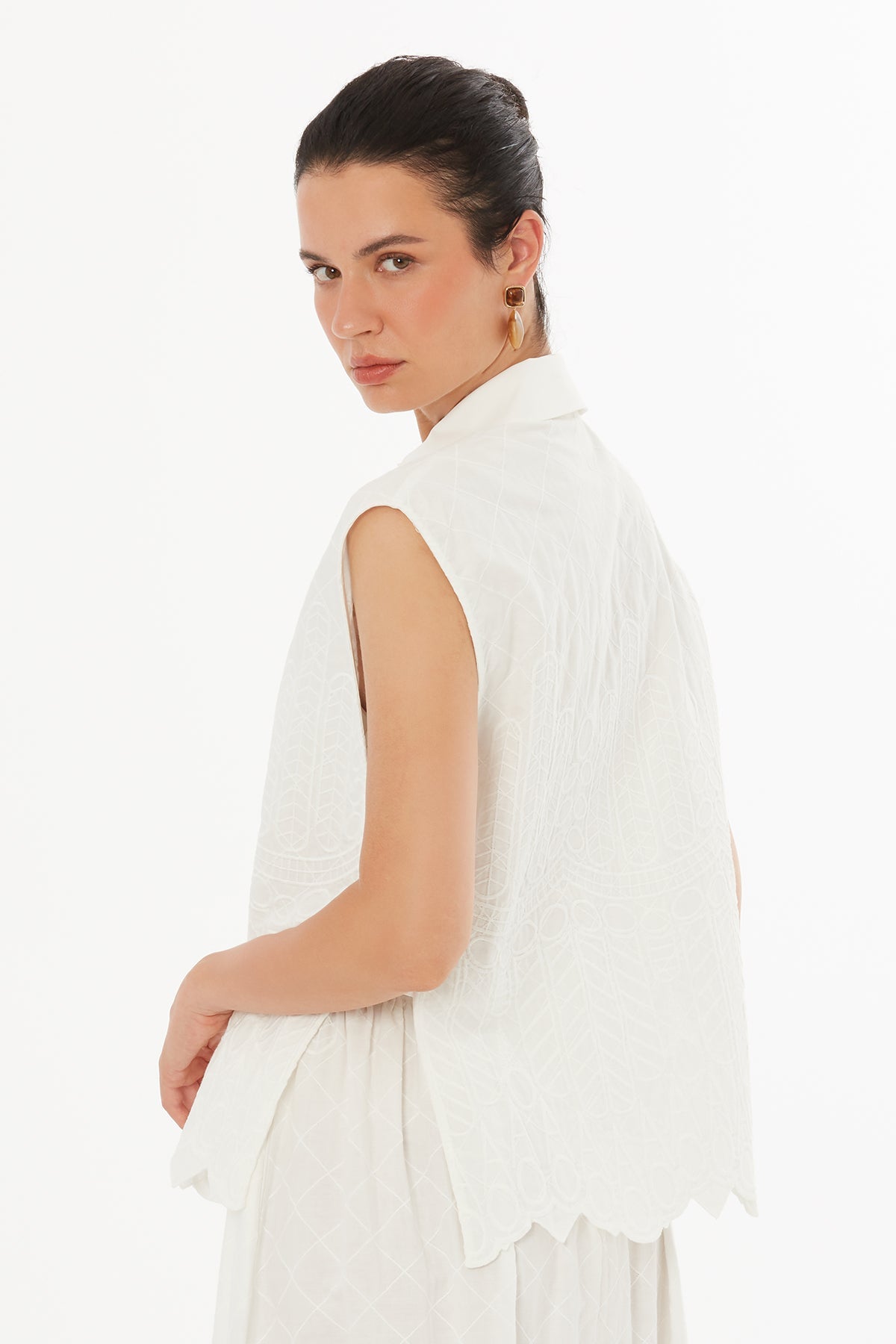 Ecru Buckle Detail Blouse