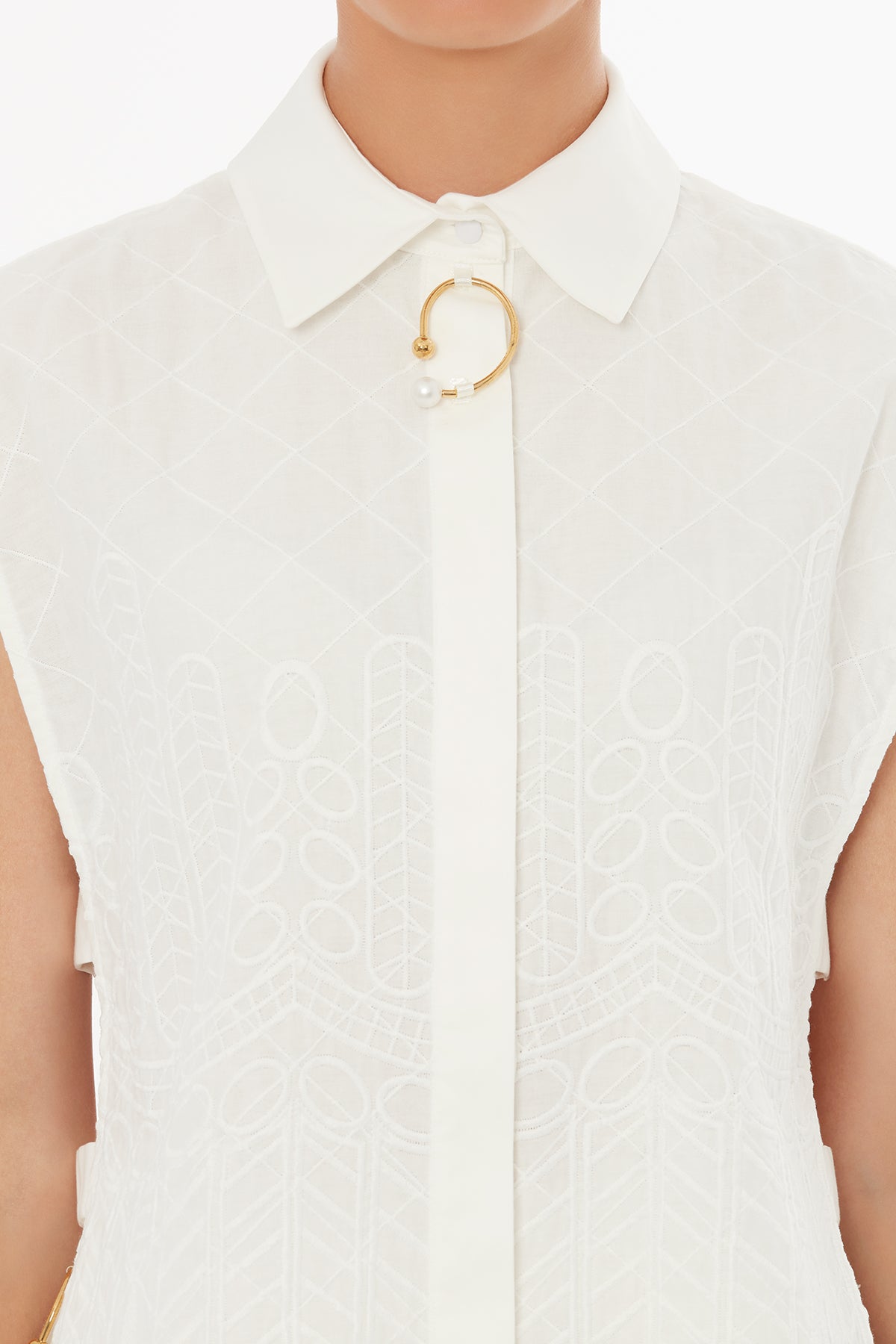 Ecru Buckle Detail Blouse