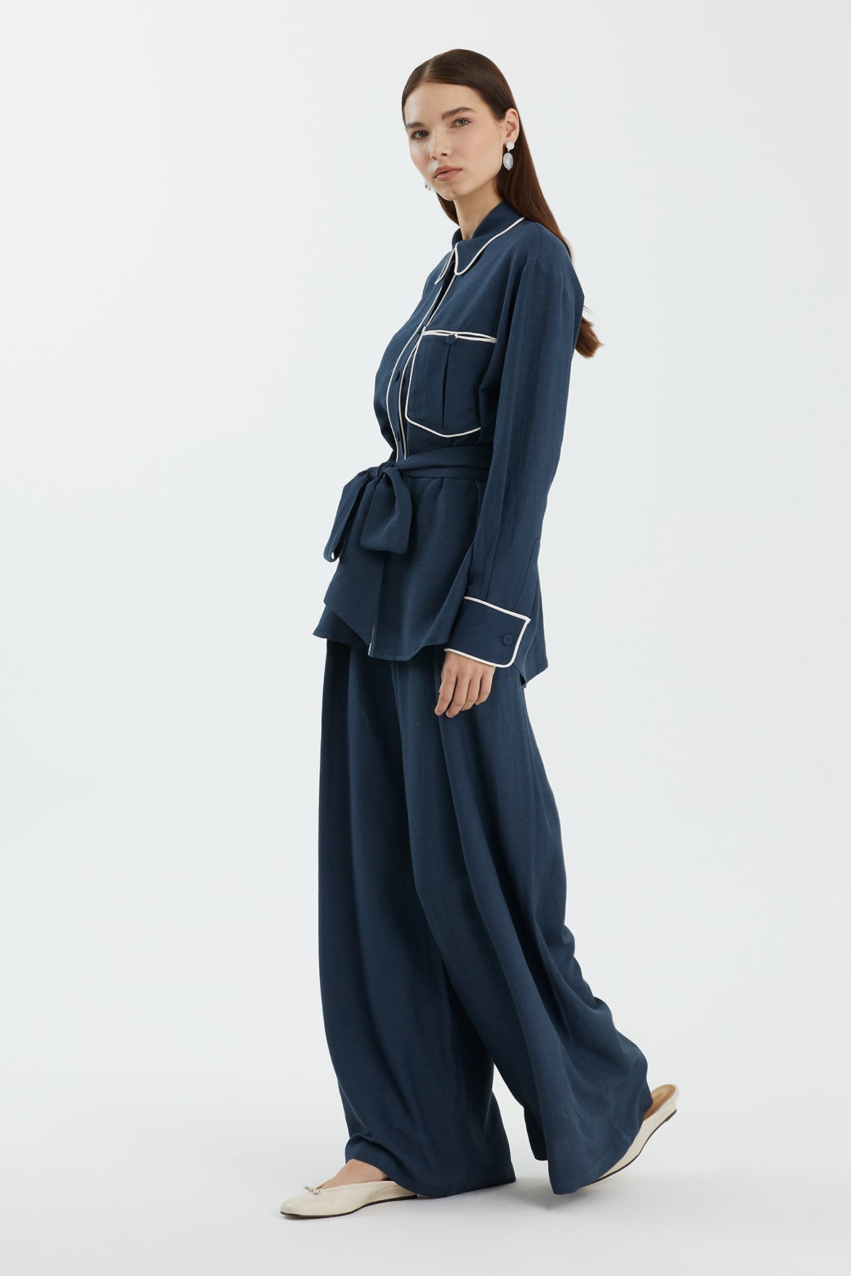 Dark Blue Contrast Detail Shirt