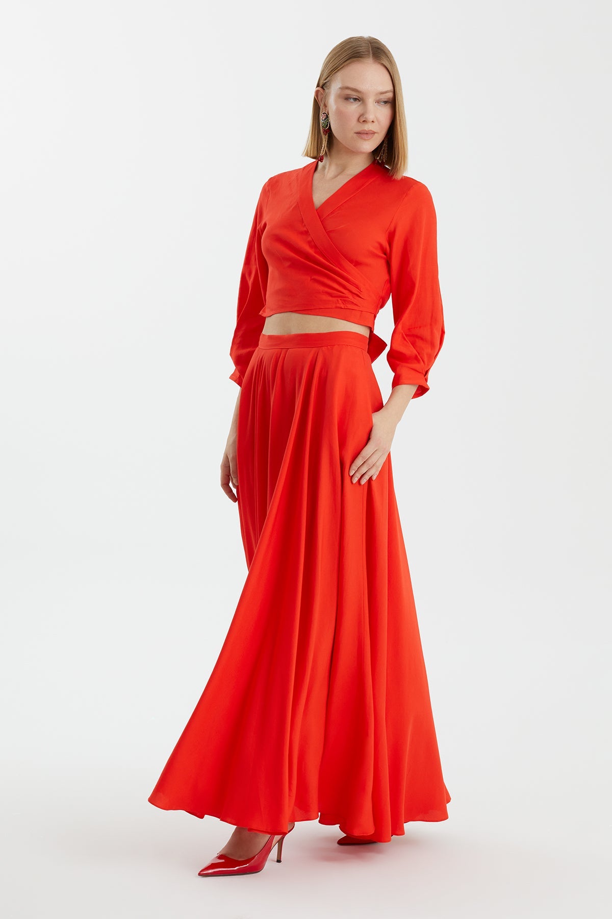 Red Wrap Blouse
