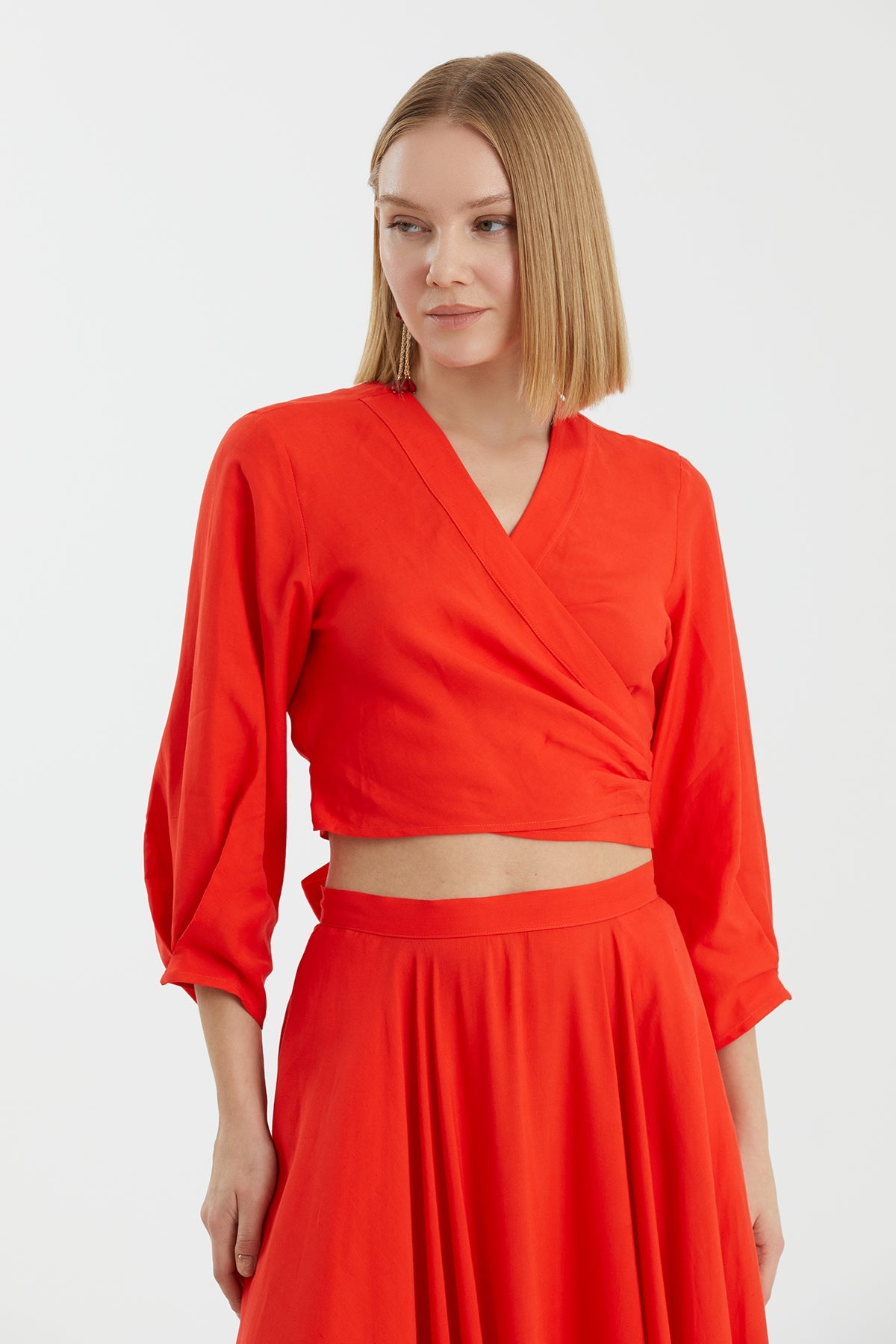Red Wrap Blouse