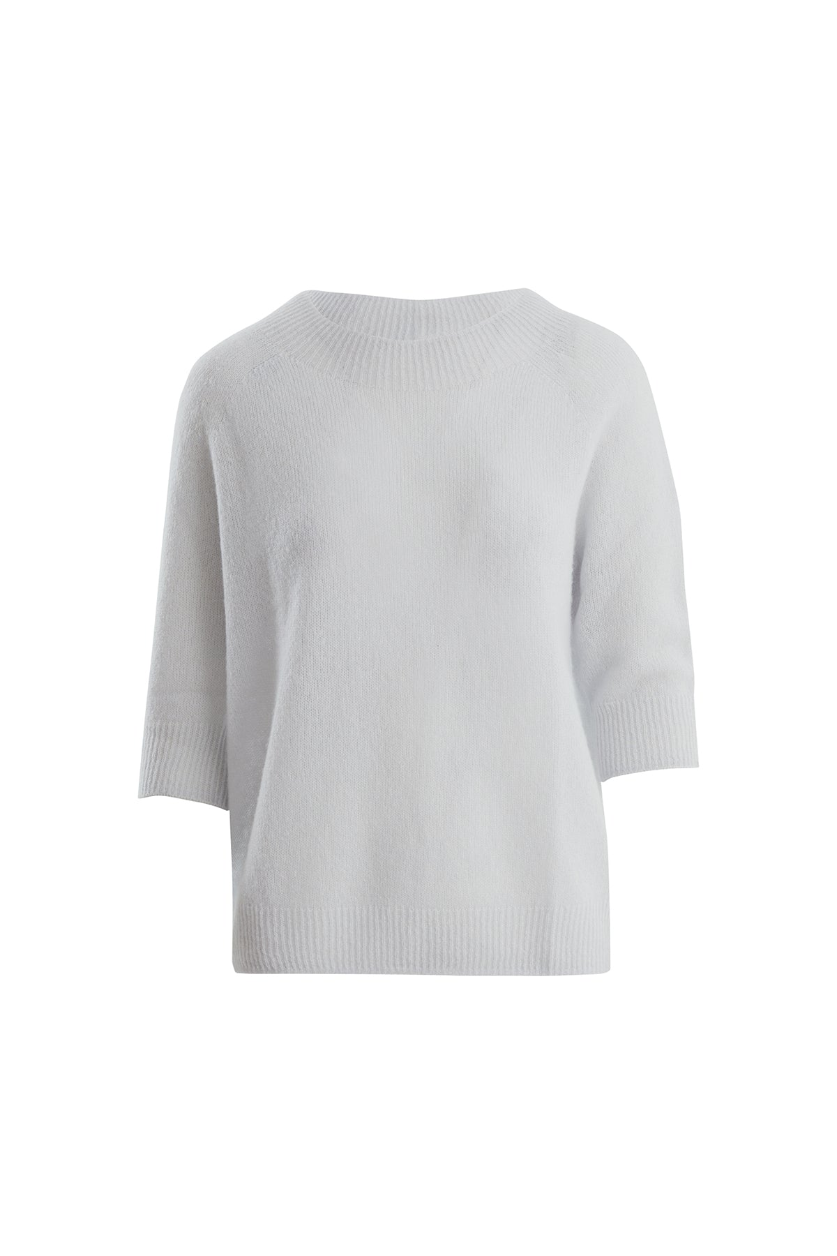 Blue Cashmere-Silk Blend Crewneck Knit