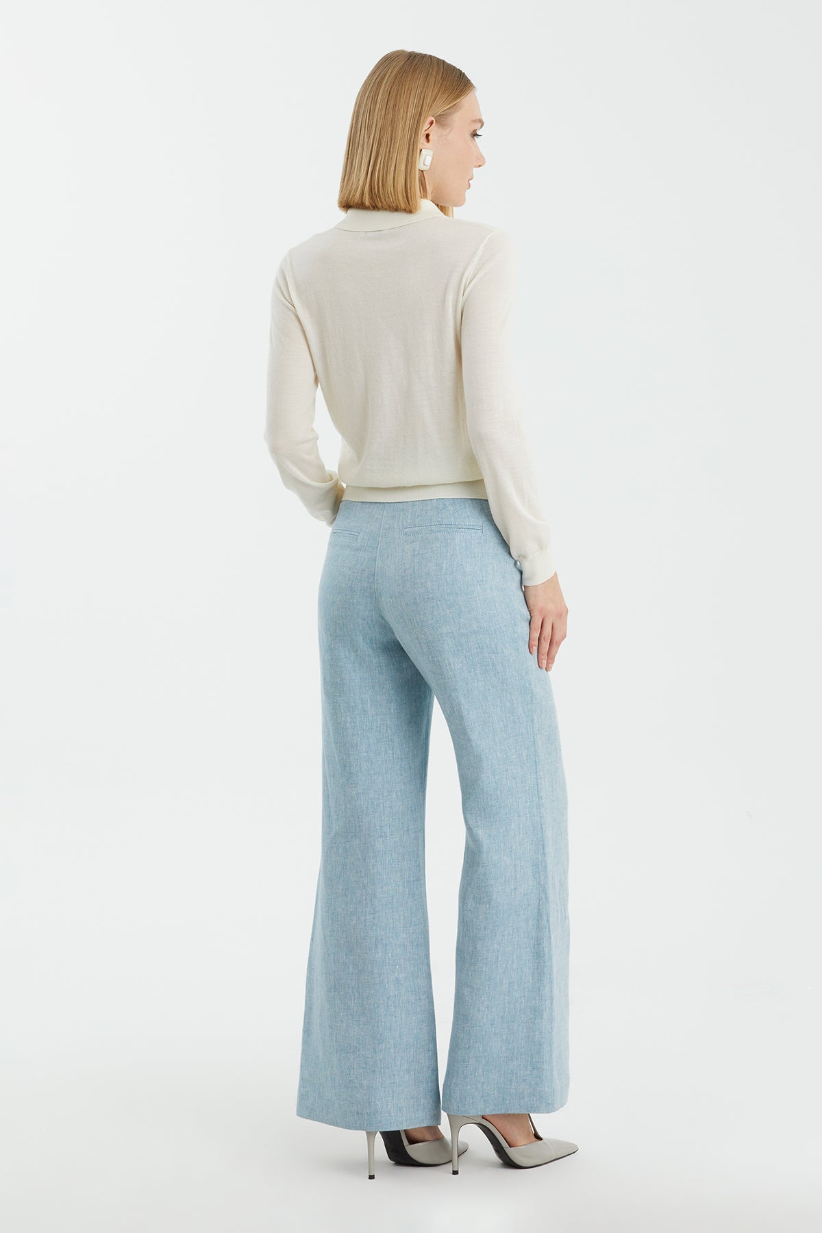 Whıte Cashmere Polo Neck Knit