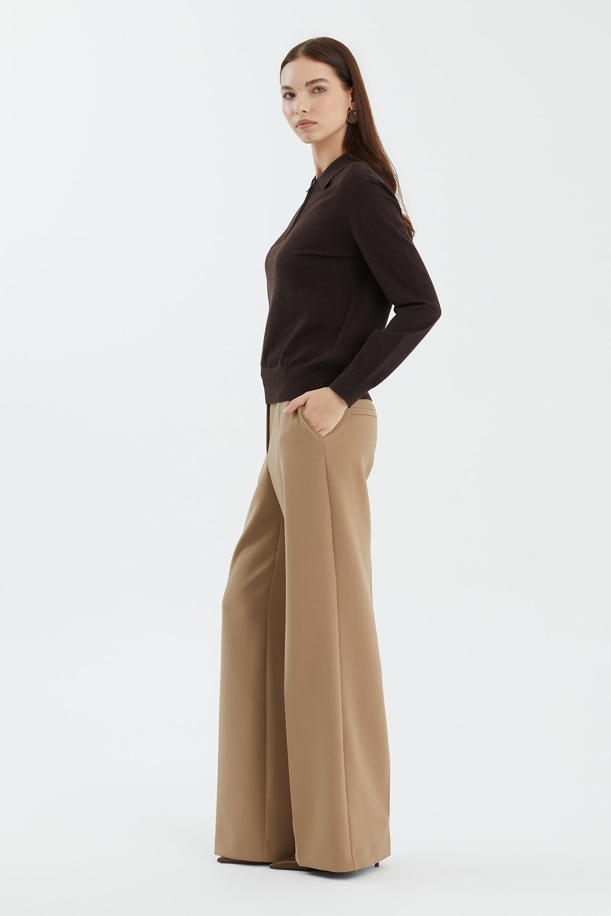 Brown Wool Silk Blend Knit