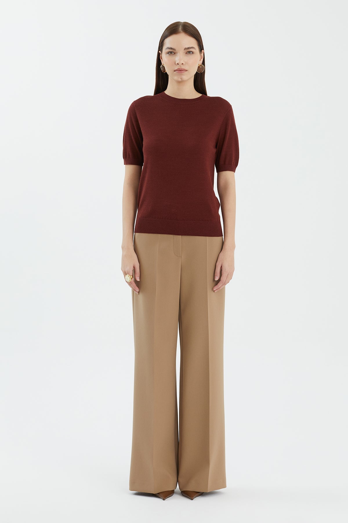 Brown Wool Silk Blend Knit