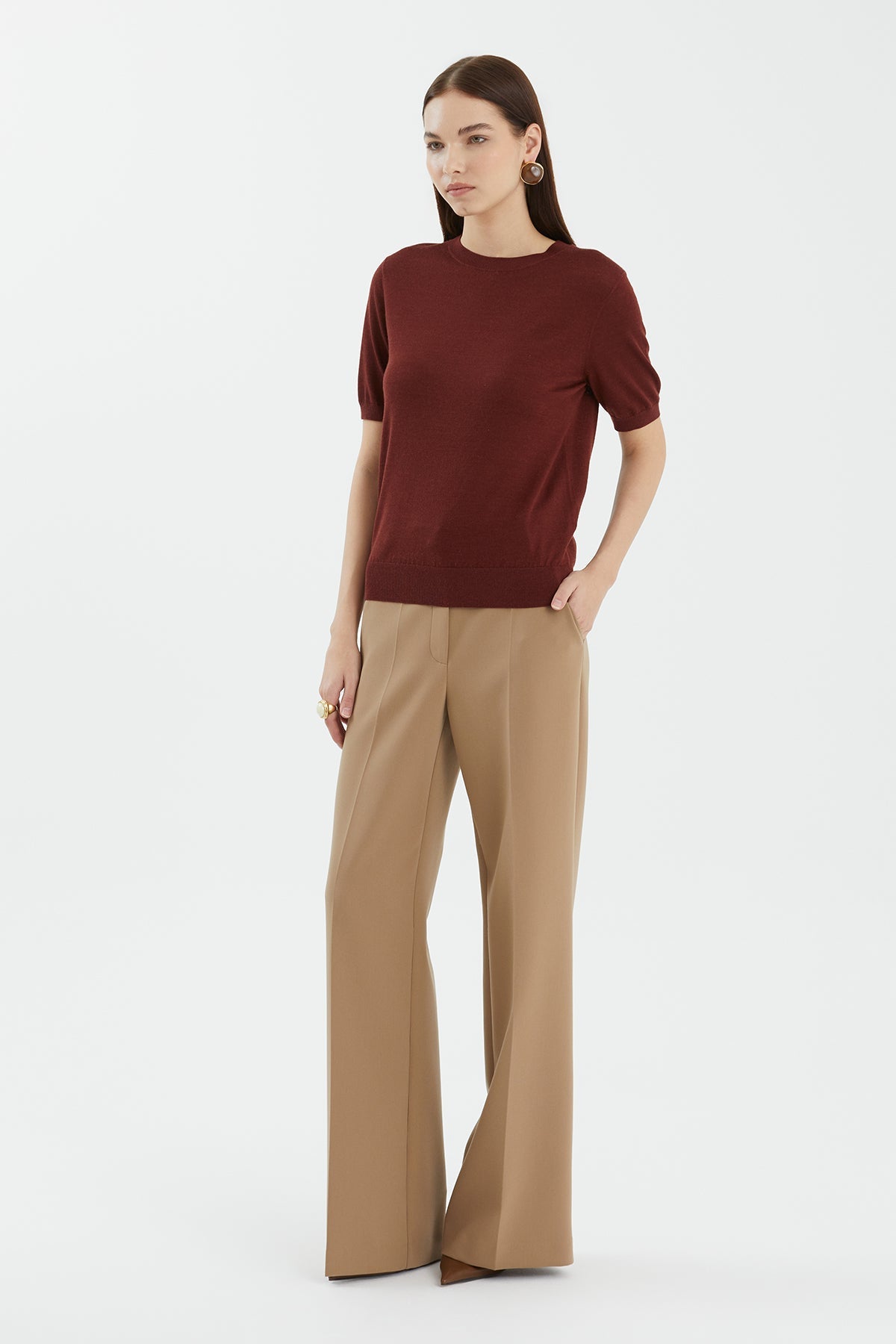 Brown Wool Silk Blend Knit