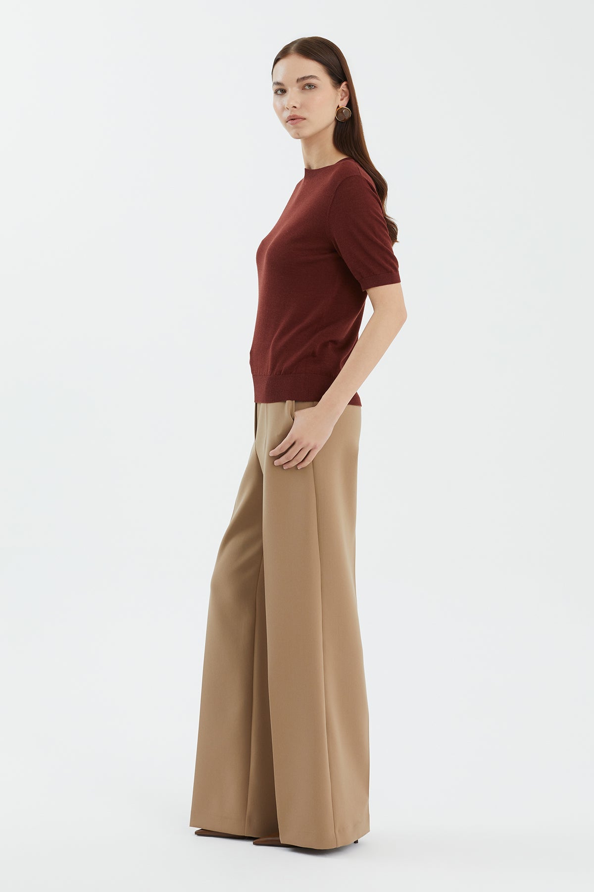 Brown Wool Silk Blend Knit