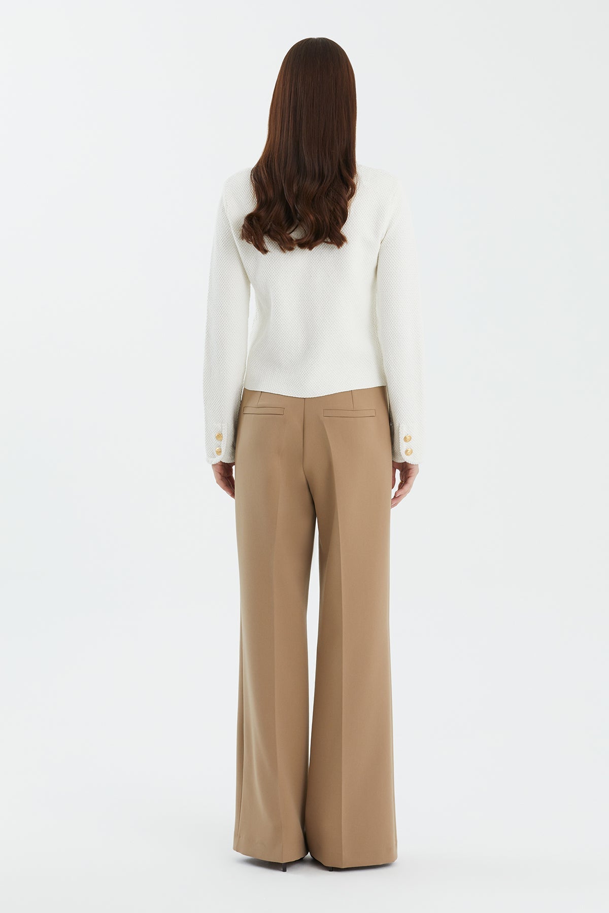White Buttoned Crew Neck Knit