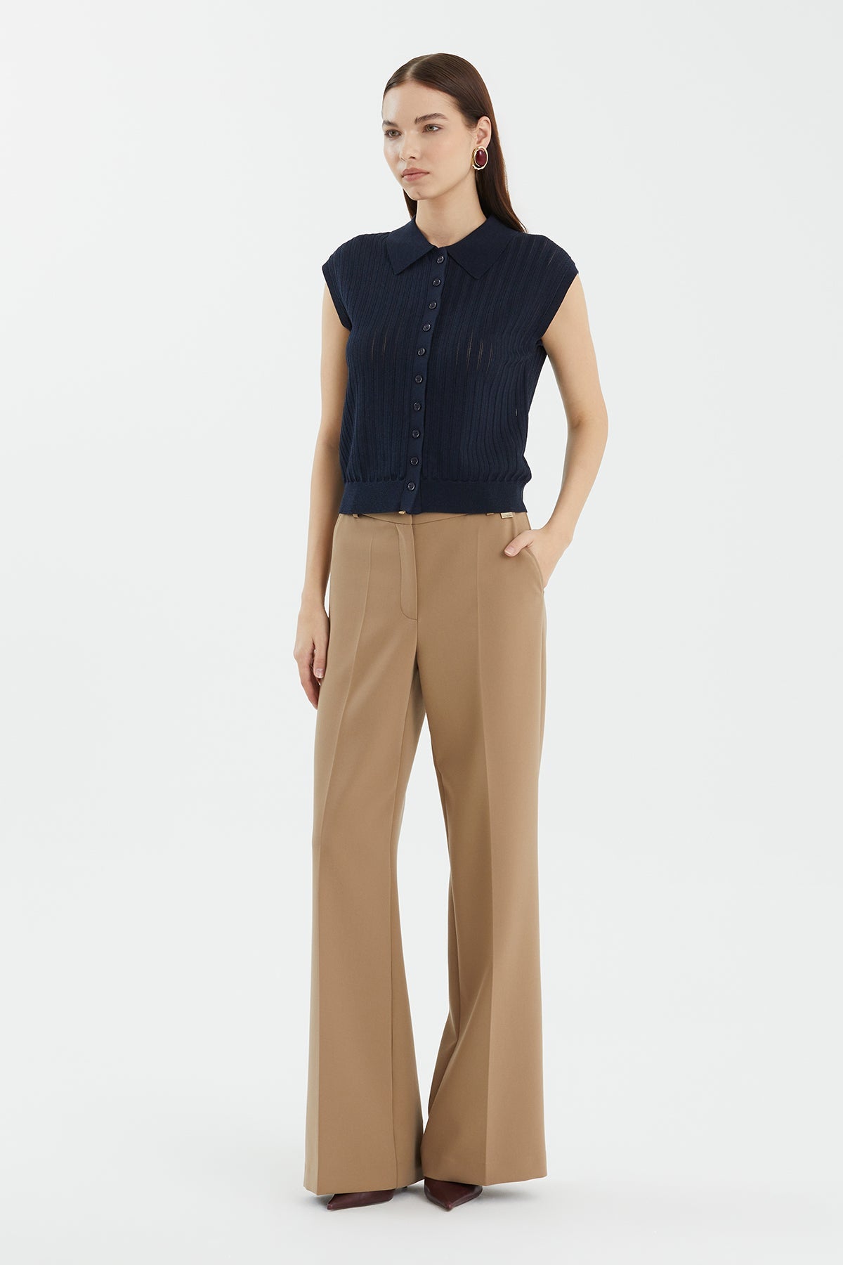 Blue Silk Blend Drop Sleeve Knit