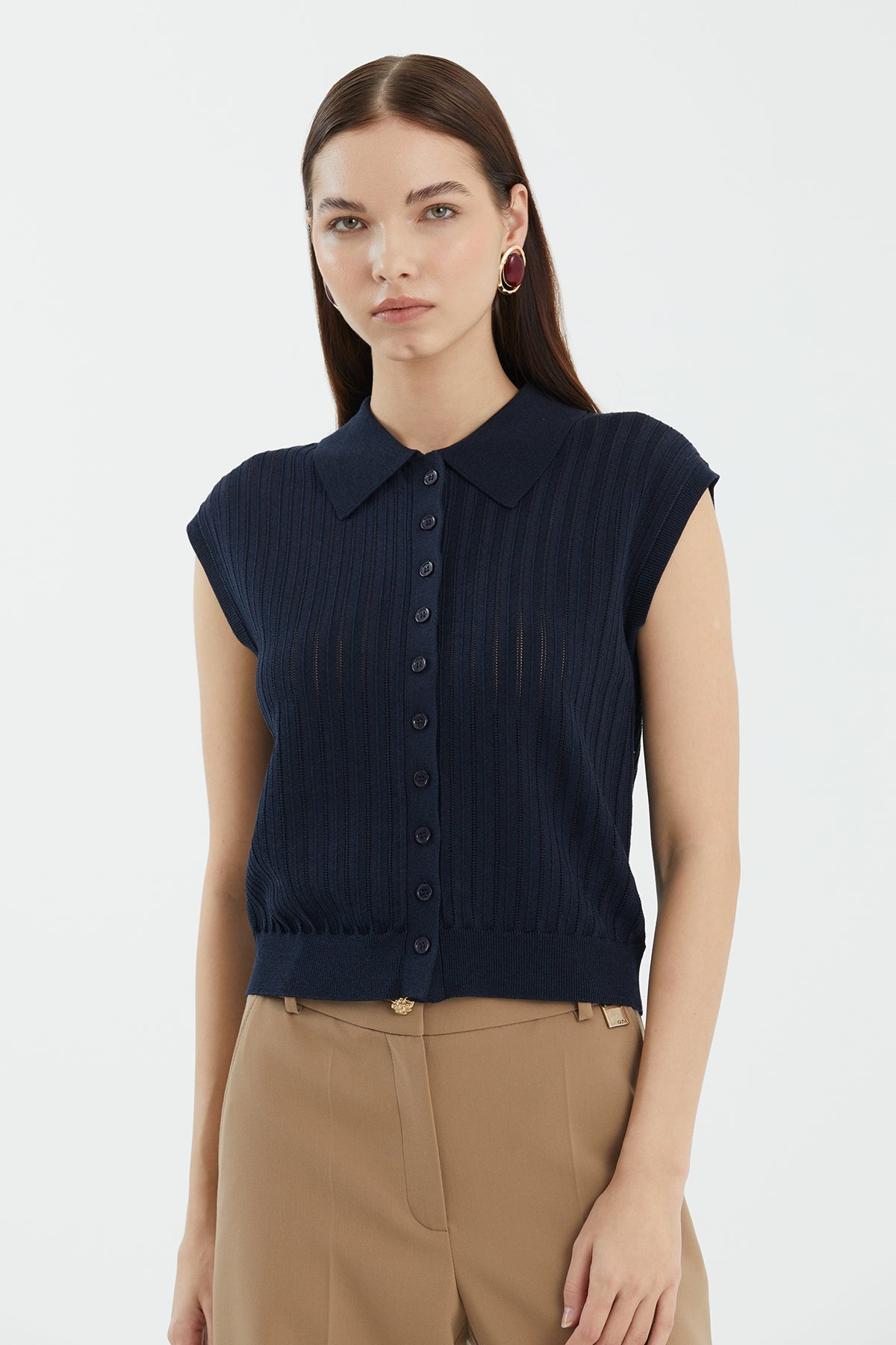 Blue Silk Blend Drop Sleeve Knit