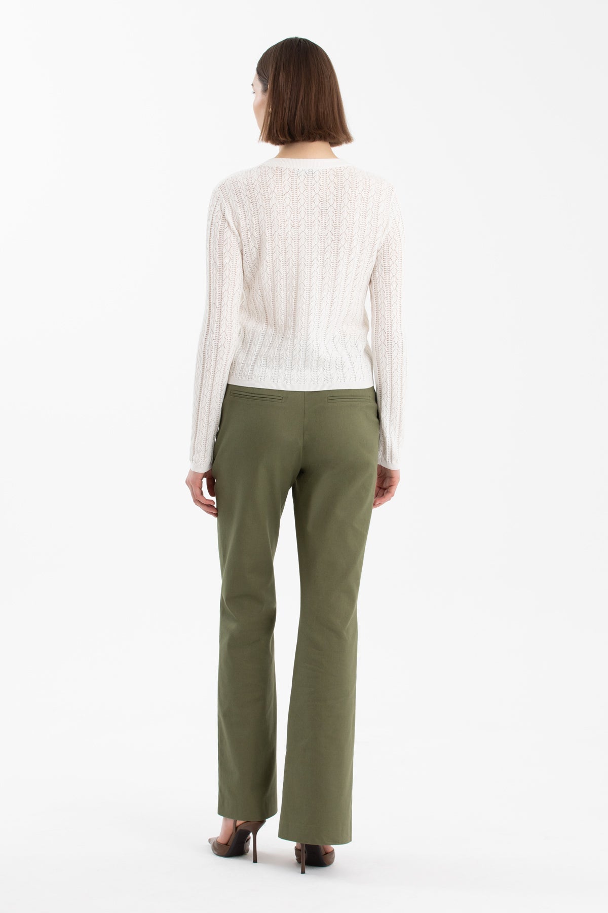 White Silk-Blend Buttoned Knit