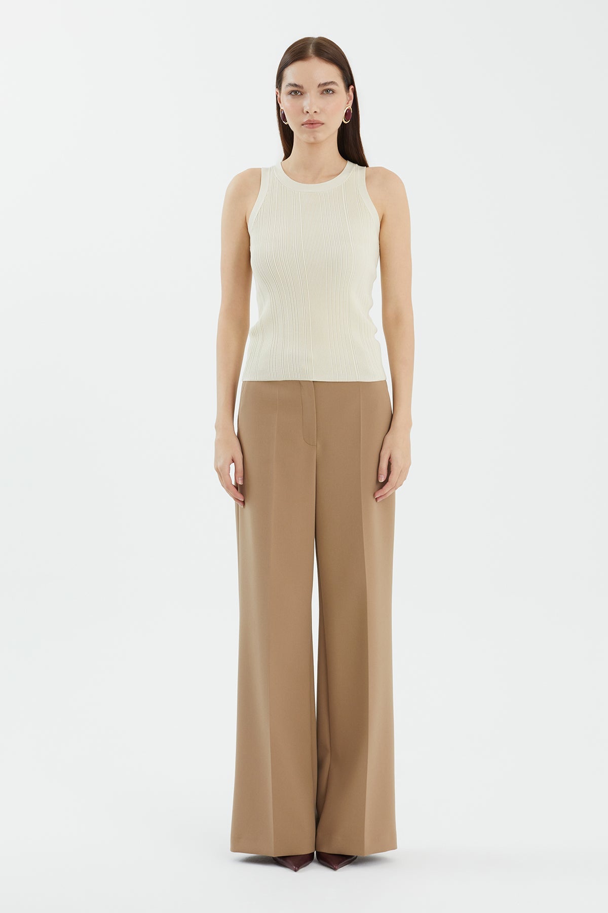 Ecru Silk-Blend Knit Top