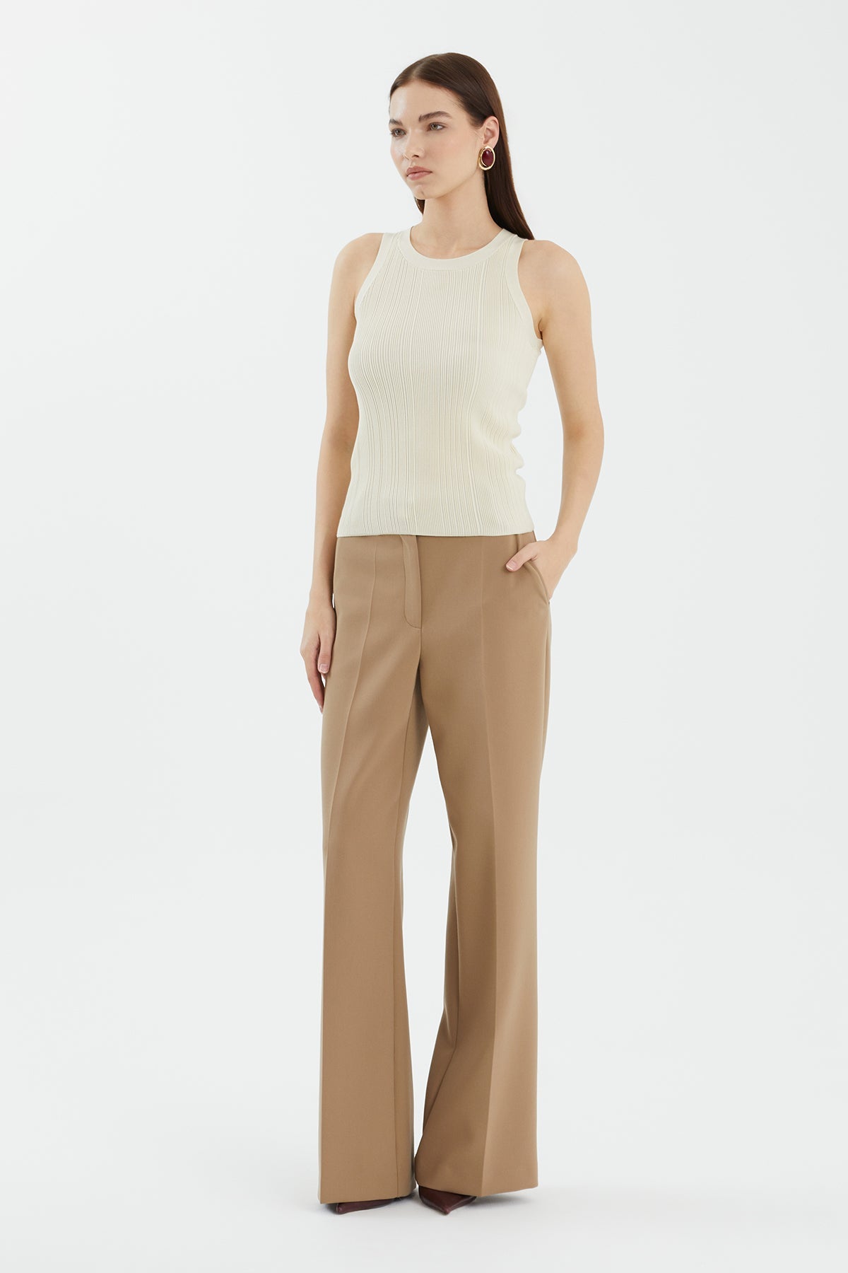 Ecru Silk-Blend Knit Top