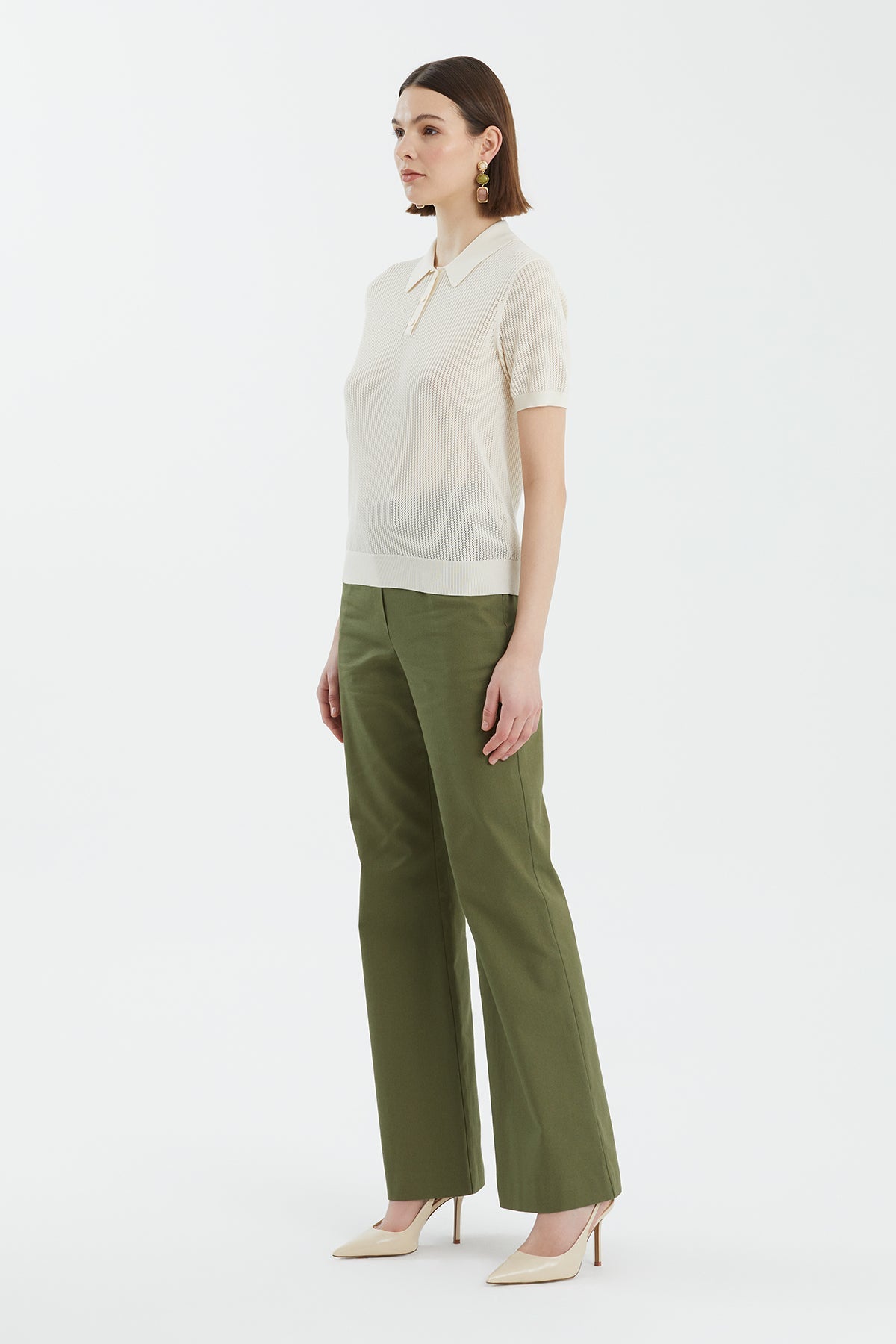 Ecru Silk Blend Short Sleeve Knit